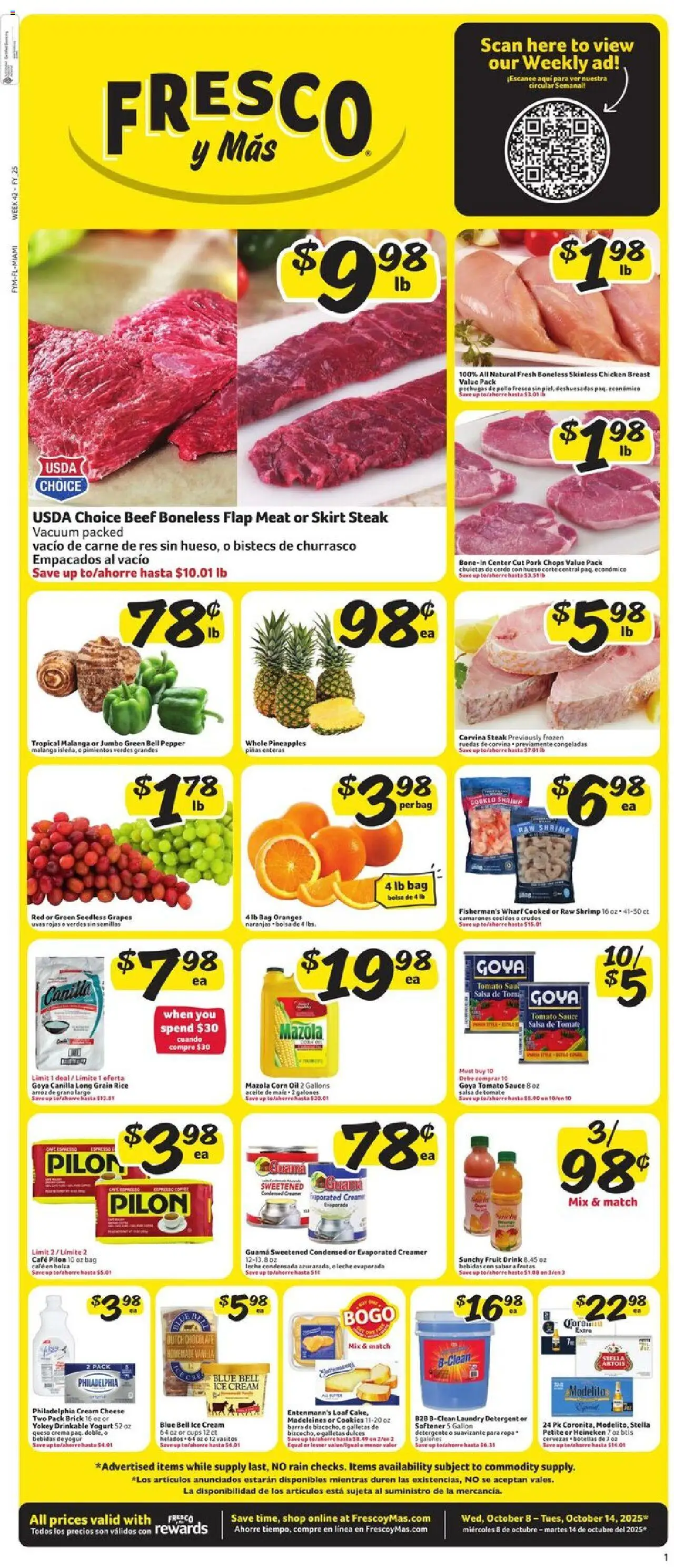 Fresco y Más Weekly Ad from 10/08/2025 - Flyer - Page number 1