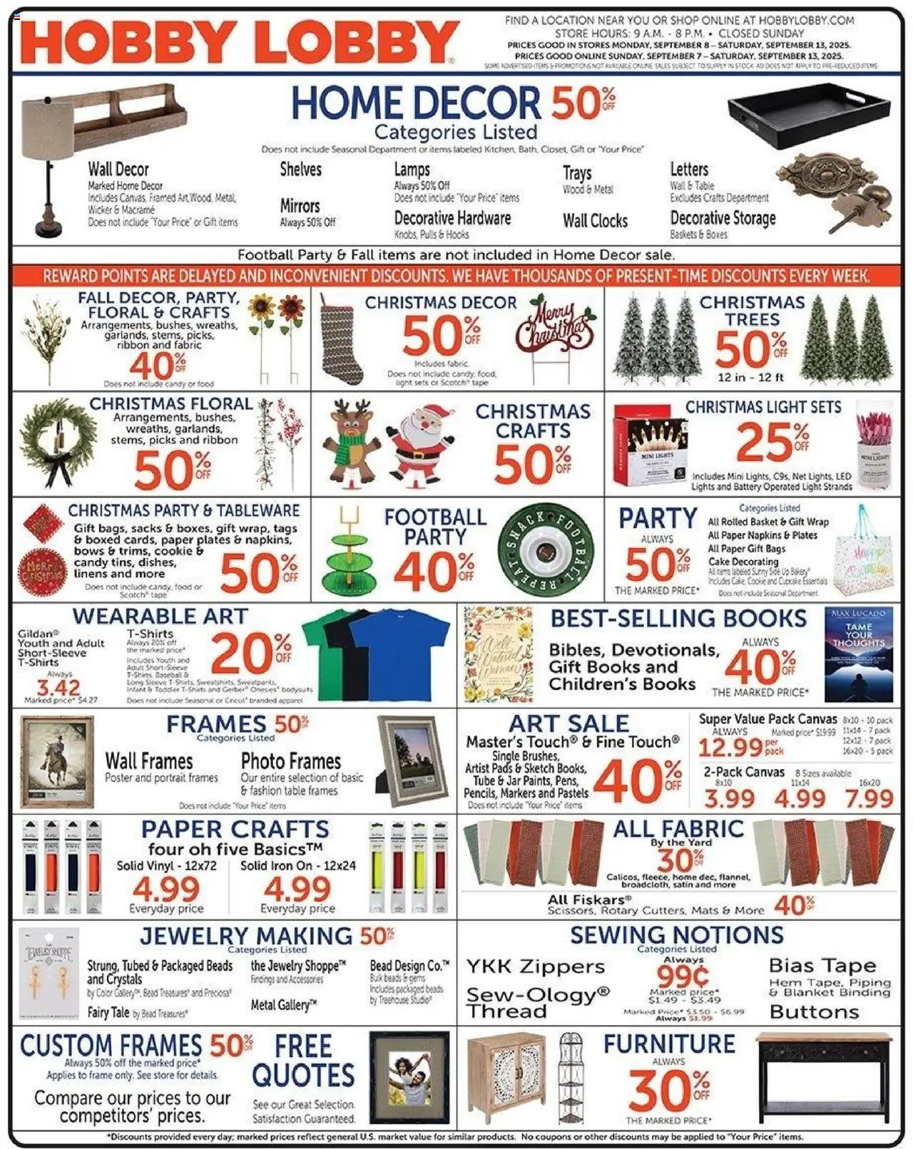 Hobby Lobby Weekly ad from 09/07/2025 - Sales ad this week - Page number 1
