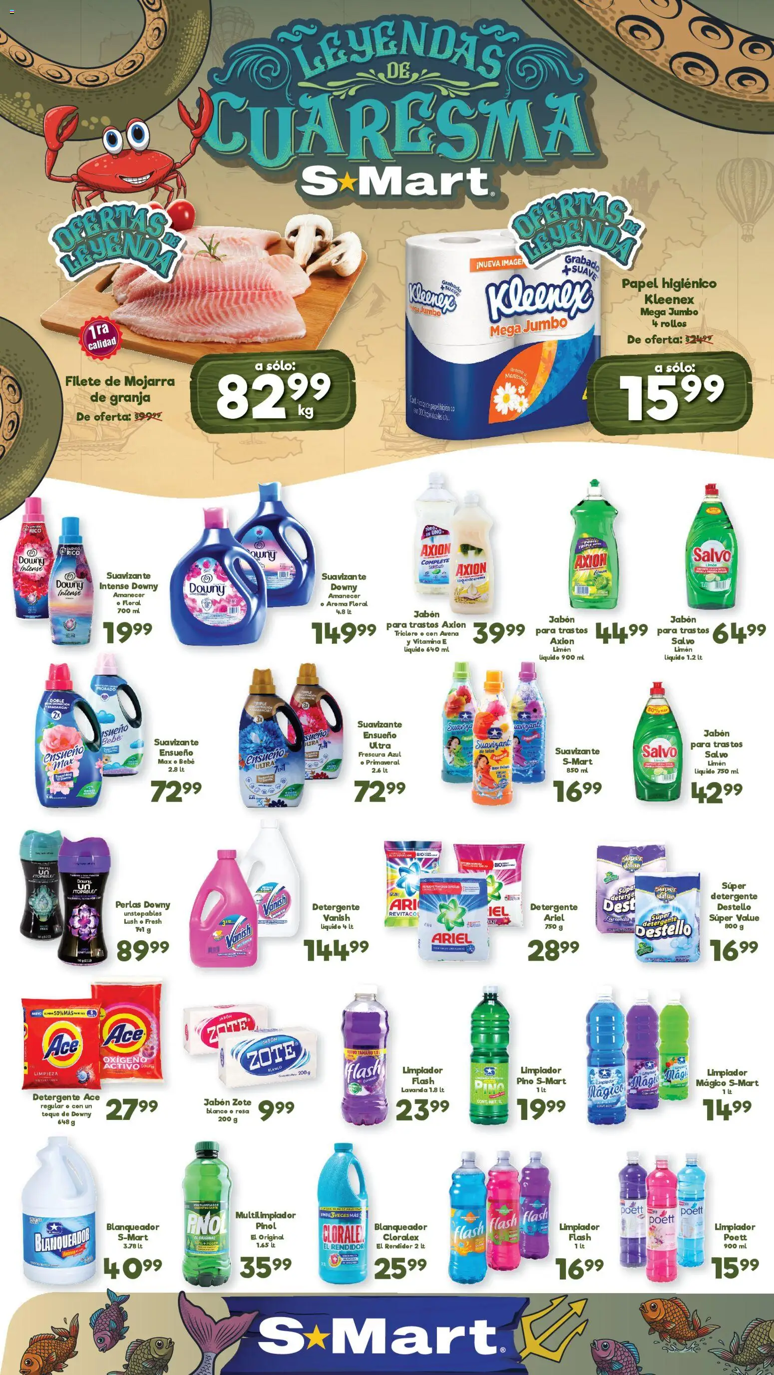 Vista previa las ofertas de la tienda S-Mart - Folleto Ofertas de feria Monterrey desde el 24/02/2026 - Limón, Avena, Crema, Detergente, Desinfectante, Fragancia, Filete, Limpiador