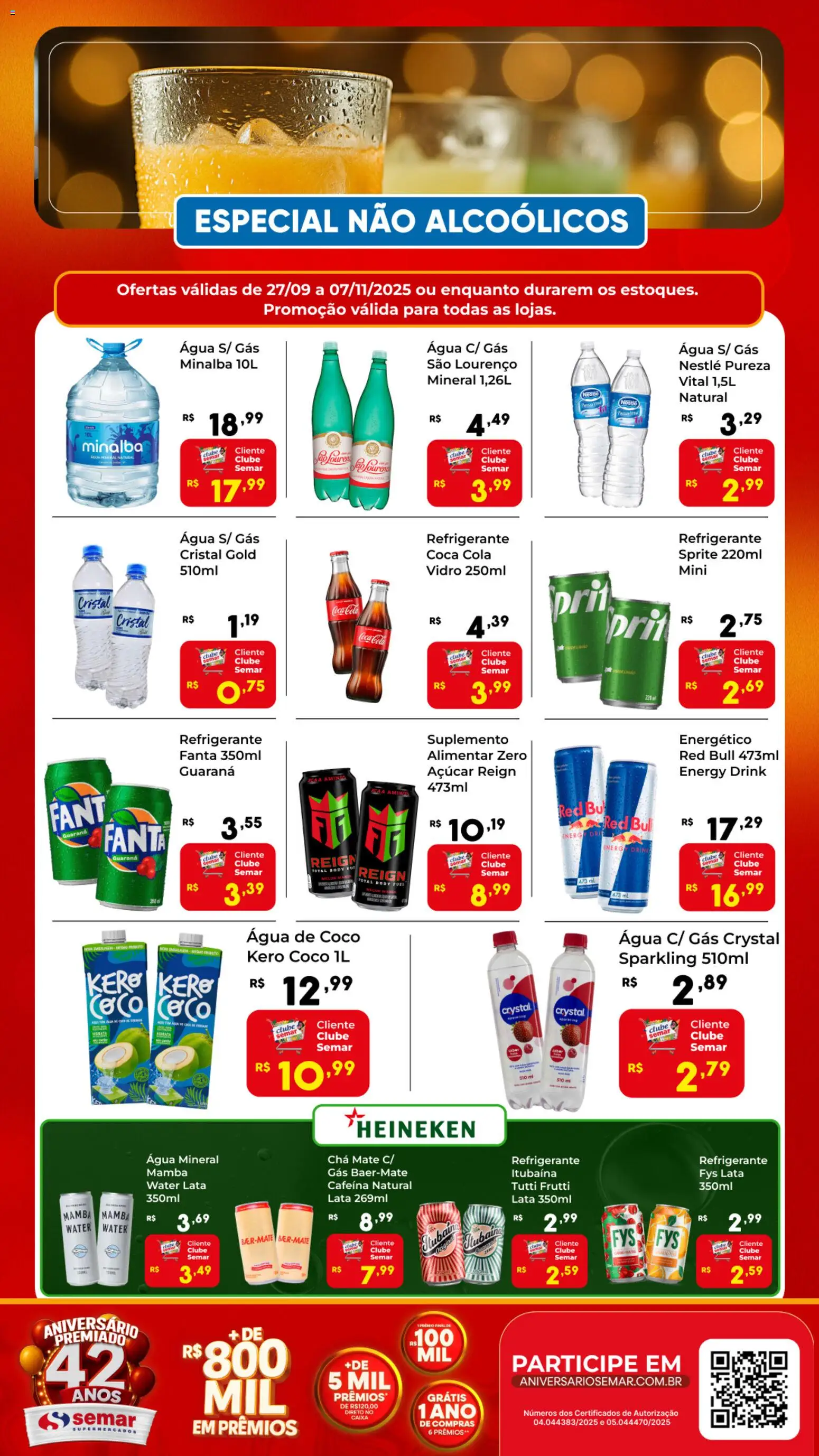 Pré-Visualização do folheto "Ofertas Especial Não Alcoólico" da loja Semar Supermercado válido a partir de 27/09/2025