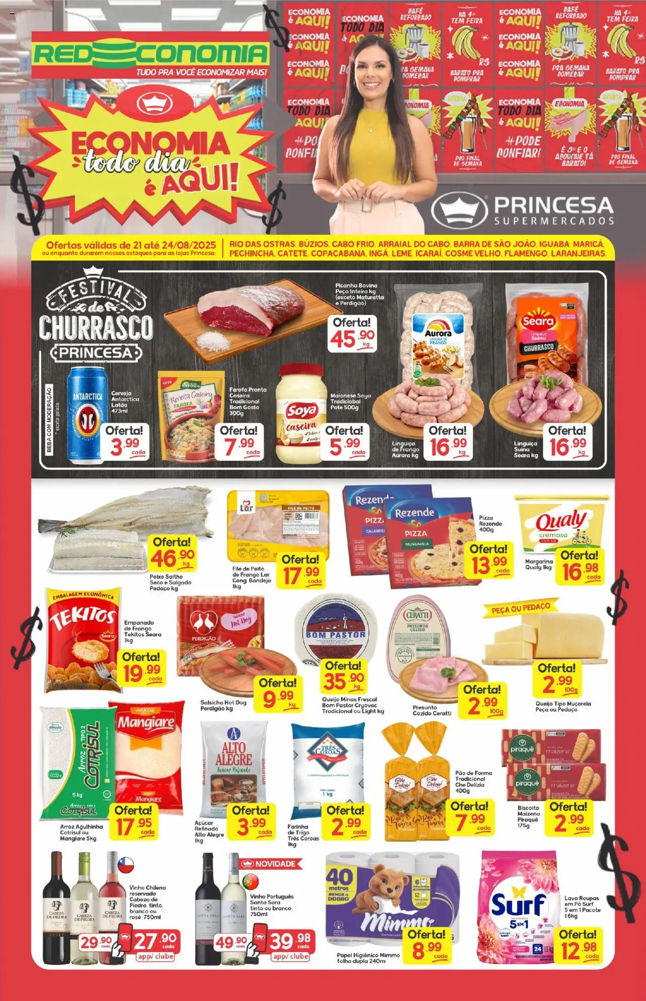 Princesa folheto "Encarte Semanal" válido a partir de 21/08/2025 - número de página 1 - Peixe, Vinho, Queijo, Frango, Farofa, Peito de frango, Pó, Margarina