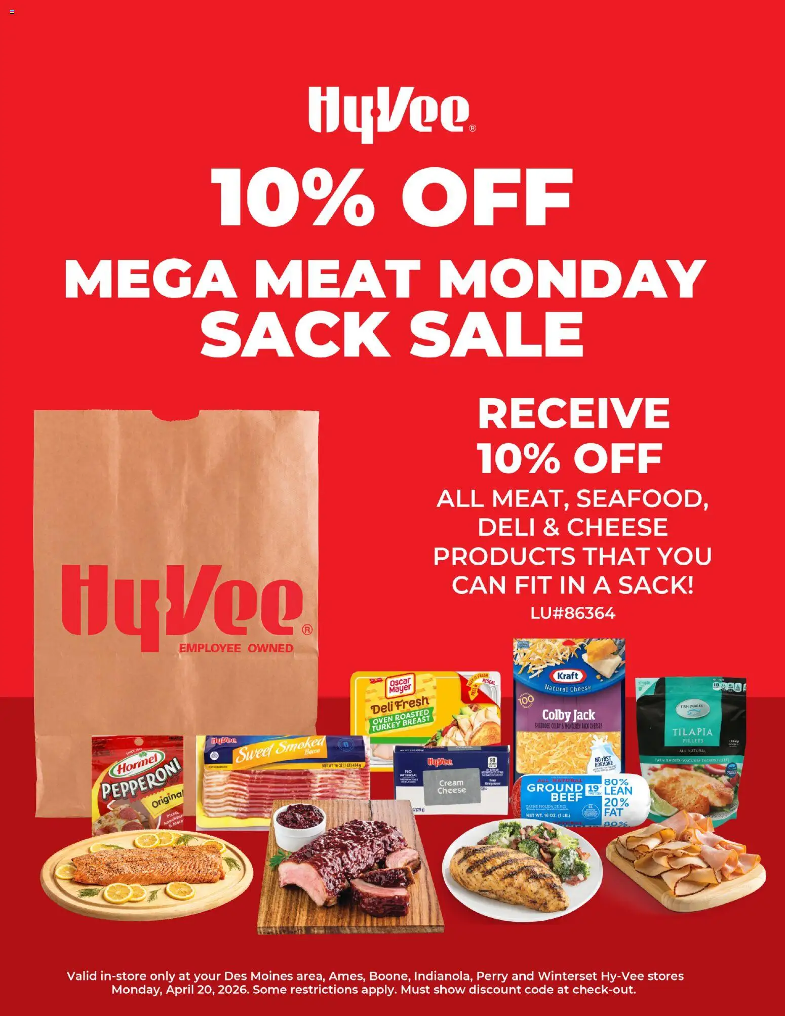 Ad Preview of HyVee HyVee Mega Meat Monday from 04/20/2026