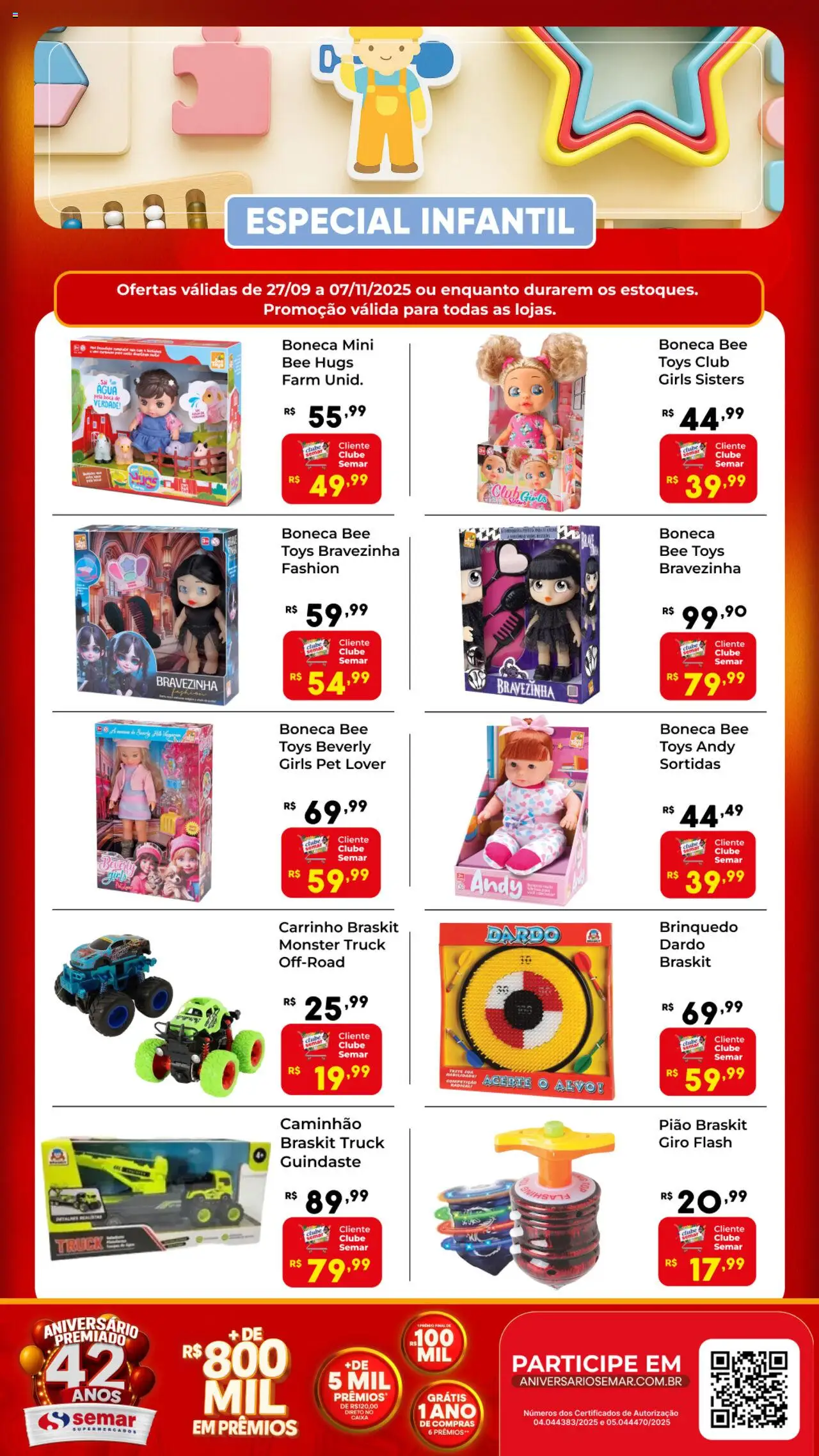Semar Supermercado folheto "Ofertas Especial de Brinquedos" válido a partir de 27/09/2025 - número de página 1