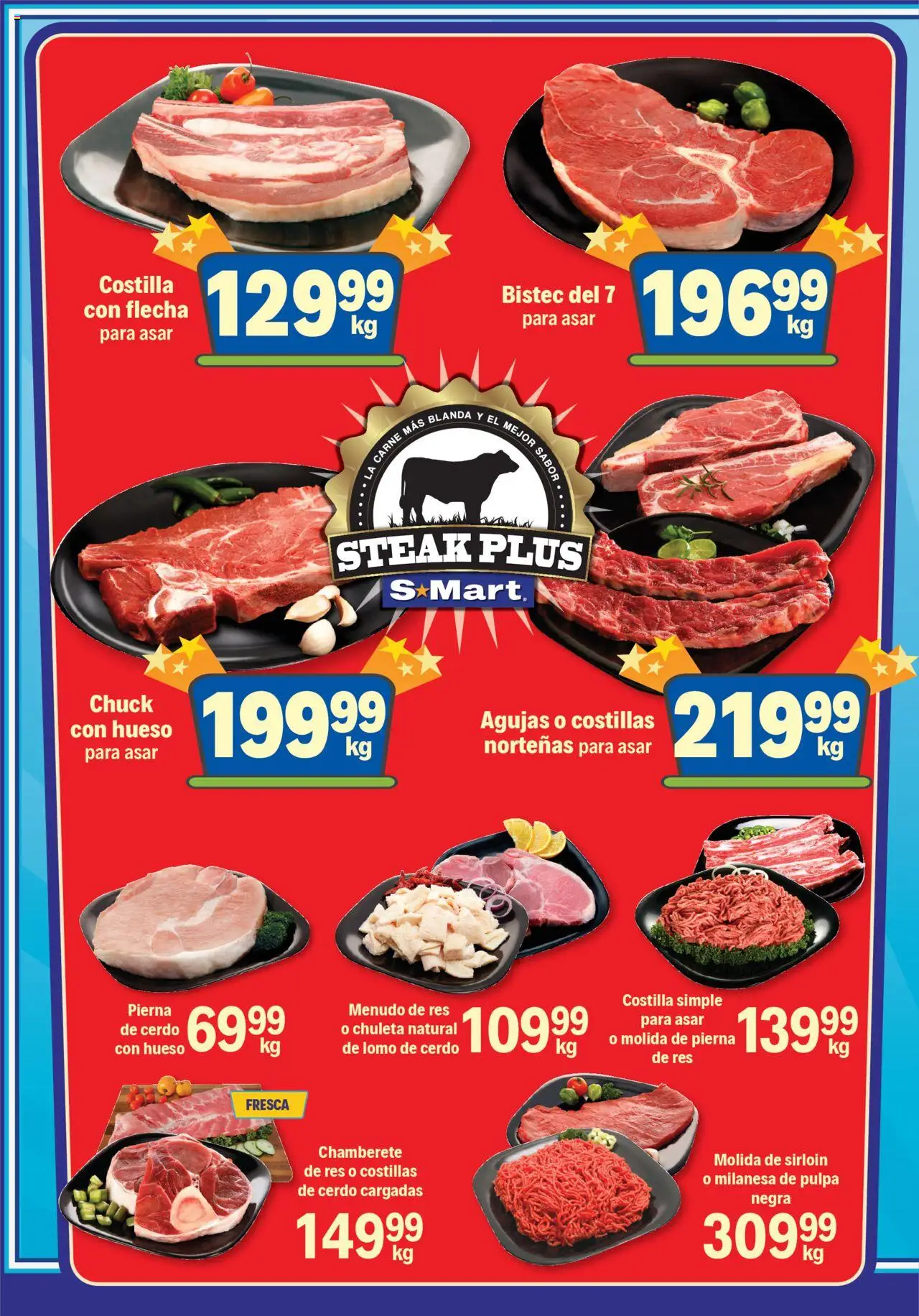 Folleto - Matamoros S-Mart y sus promociones válidas desde el 03/10/2025 - Número de página 1 - Carne, Cerdo, Bistec, Milanesa, Lomo de cerdo, Costillas de cerdo, Pierna de cerdo, Chuleta