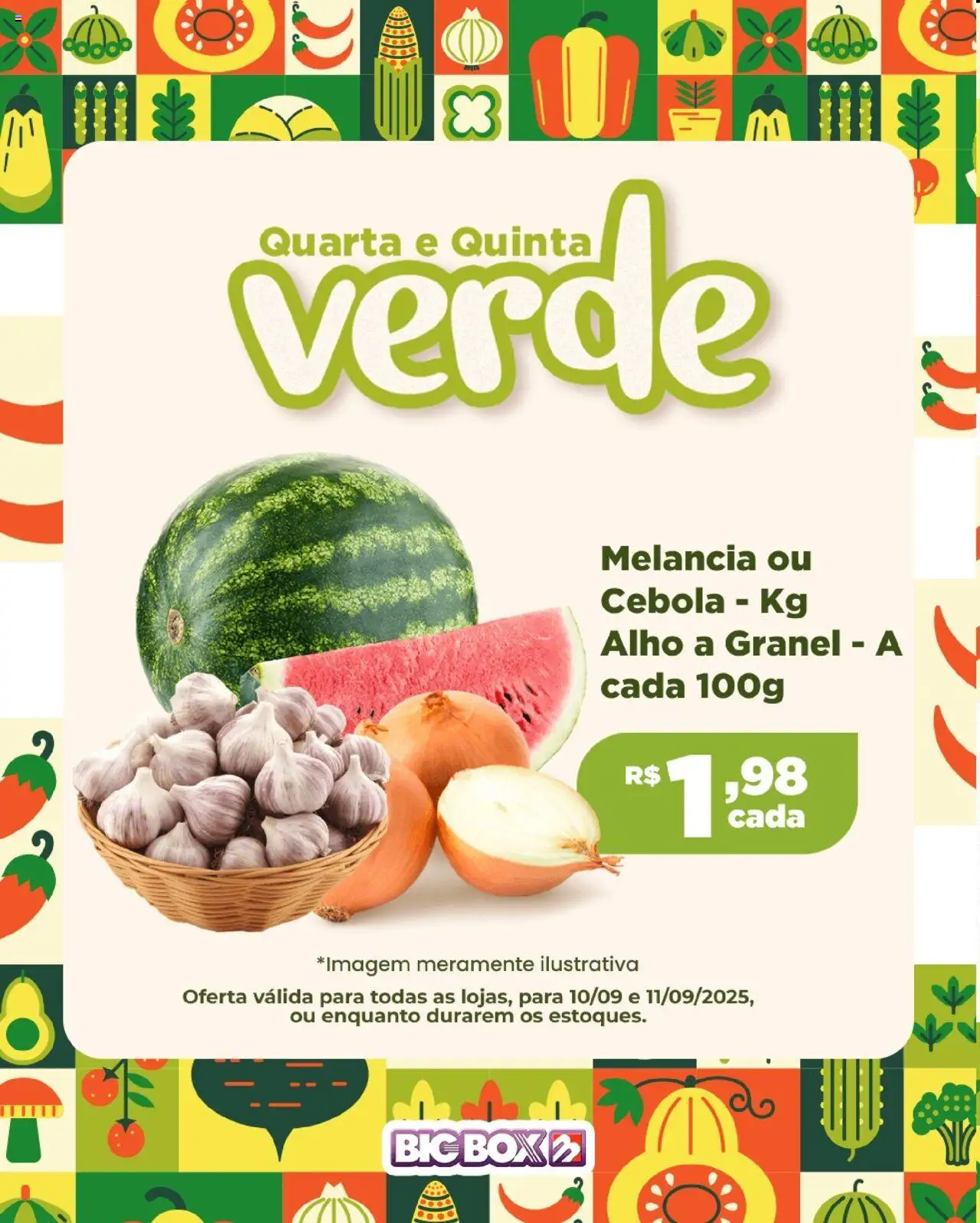 Big Box folheto "Ofertas Sacolao" válido a partir de 10/09/2025 - número de página 1 - Melancia, Cebola, Alho