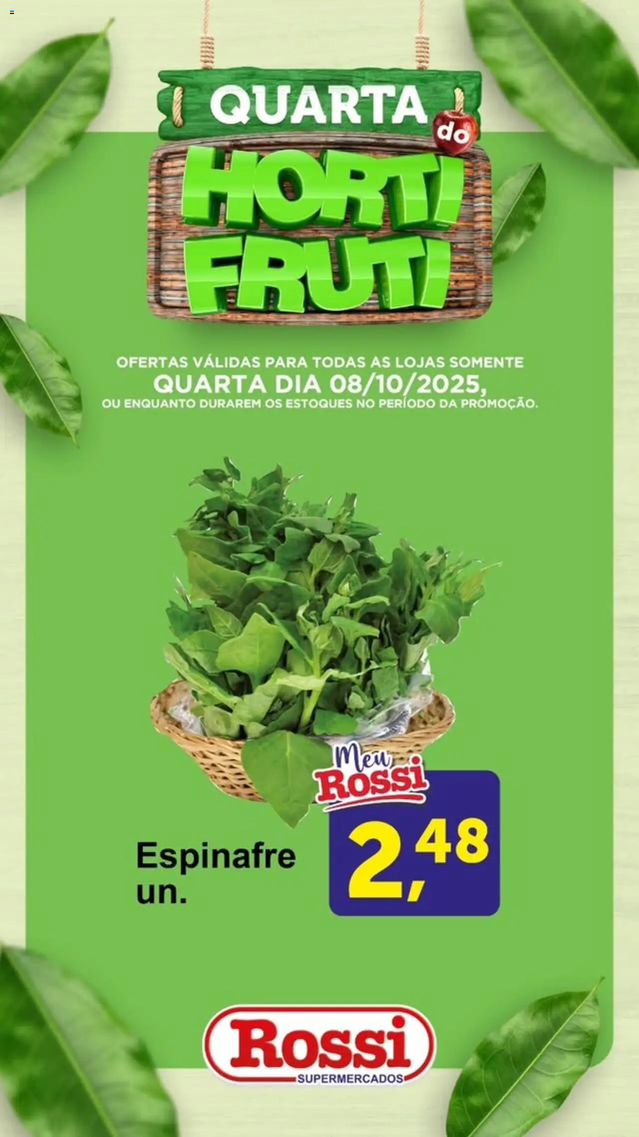 Rossi Supermercados folheto "Ofertas da semana" válido a partir de 08/10/2025 - número de página 1 - Espinafre