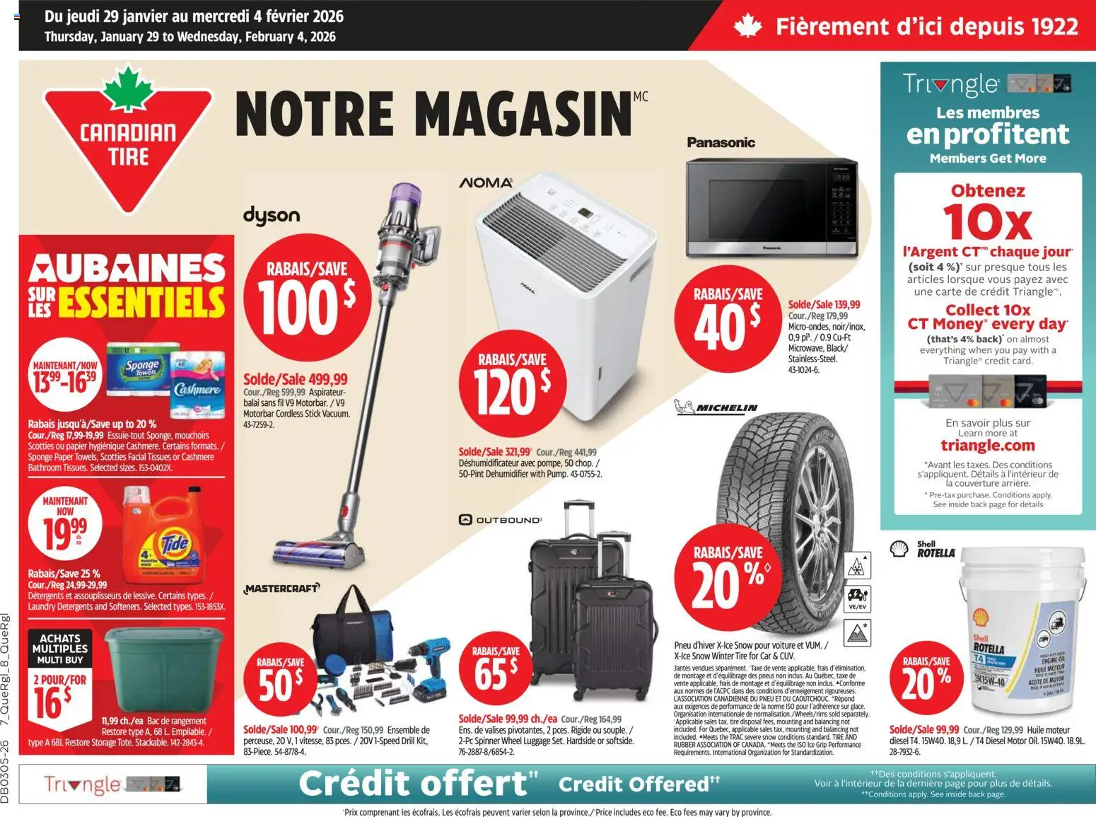 Preview of leaflet Circulaire from shop Canadian Tire is valid from Jan 29, 2026 - Ice, Luggage, Towels, Sponge, Tissues