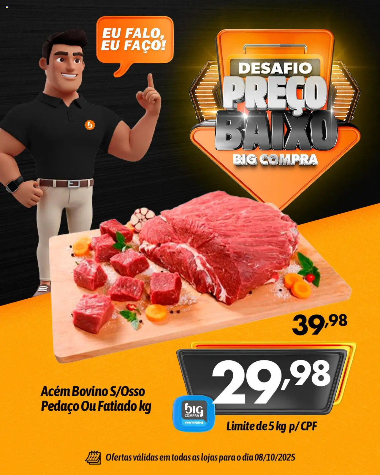Big Compra folheto "Ofertas Desafio do Preço Baixo Bom da Carne" válido a partir de 08/10/2025 - número de página 1