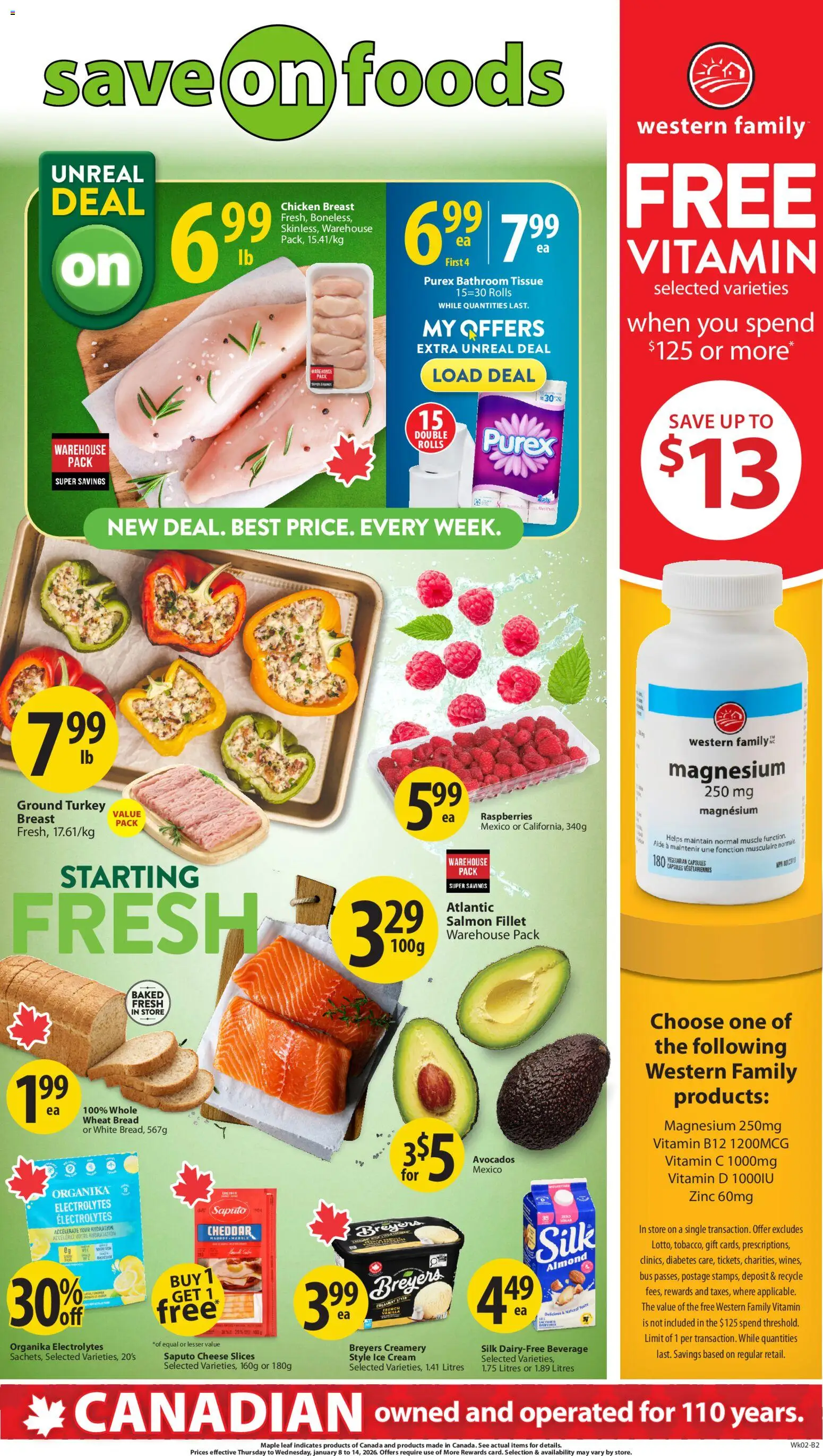 Preview of leaflet Weekly flyer / circulaire from shop Save on foods is valid from Jan 08, 2026