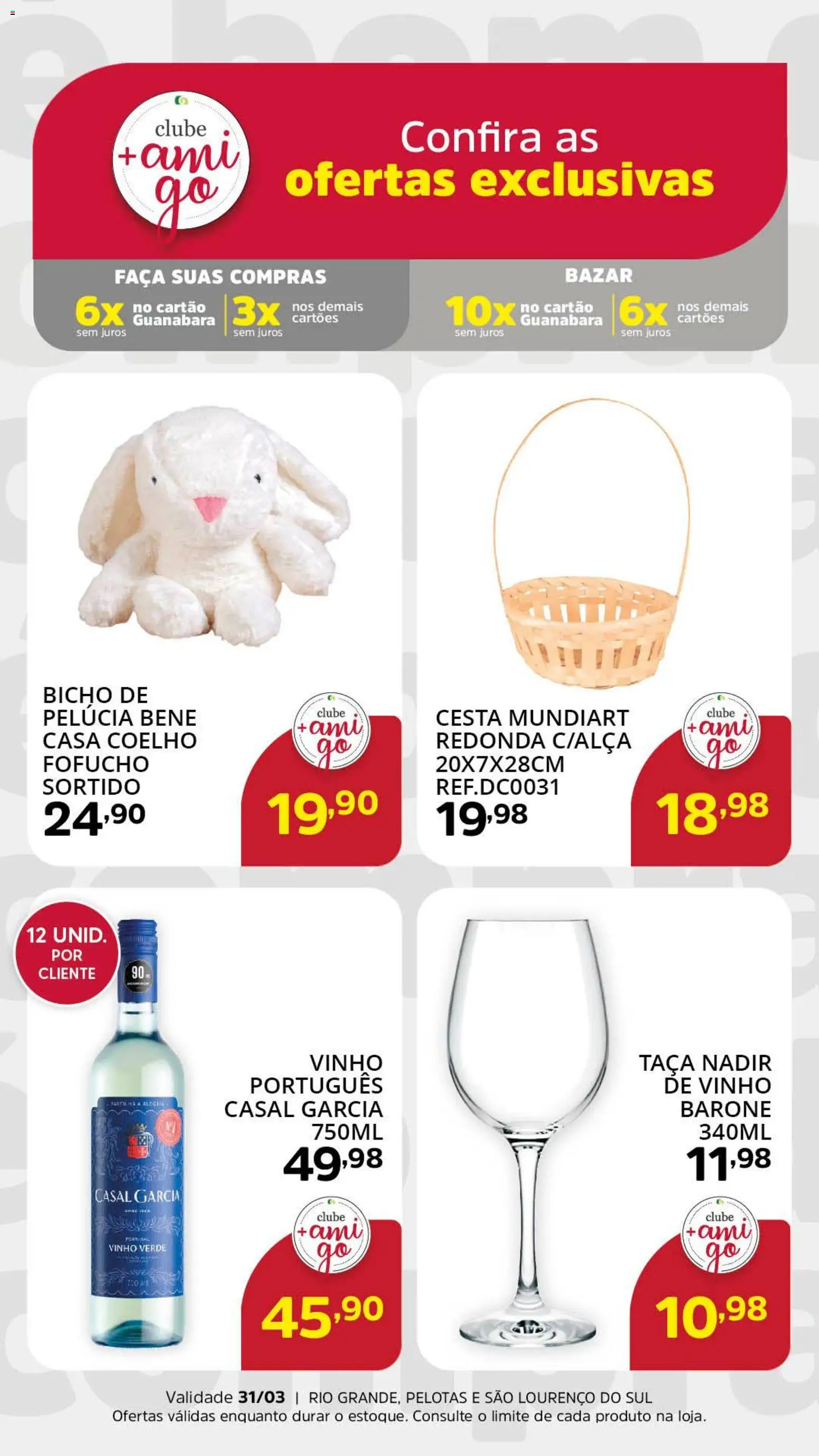 Pré-Visualização do folheto "Supermercado Guanabara ofertas Exclusivas" da loja Supermercado Guanabara válido a partir de 19/03/2026 - Vinho, Coelho, Cesta, Pelúcia, Faca