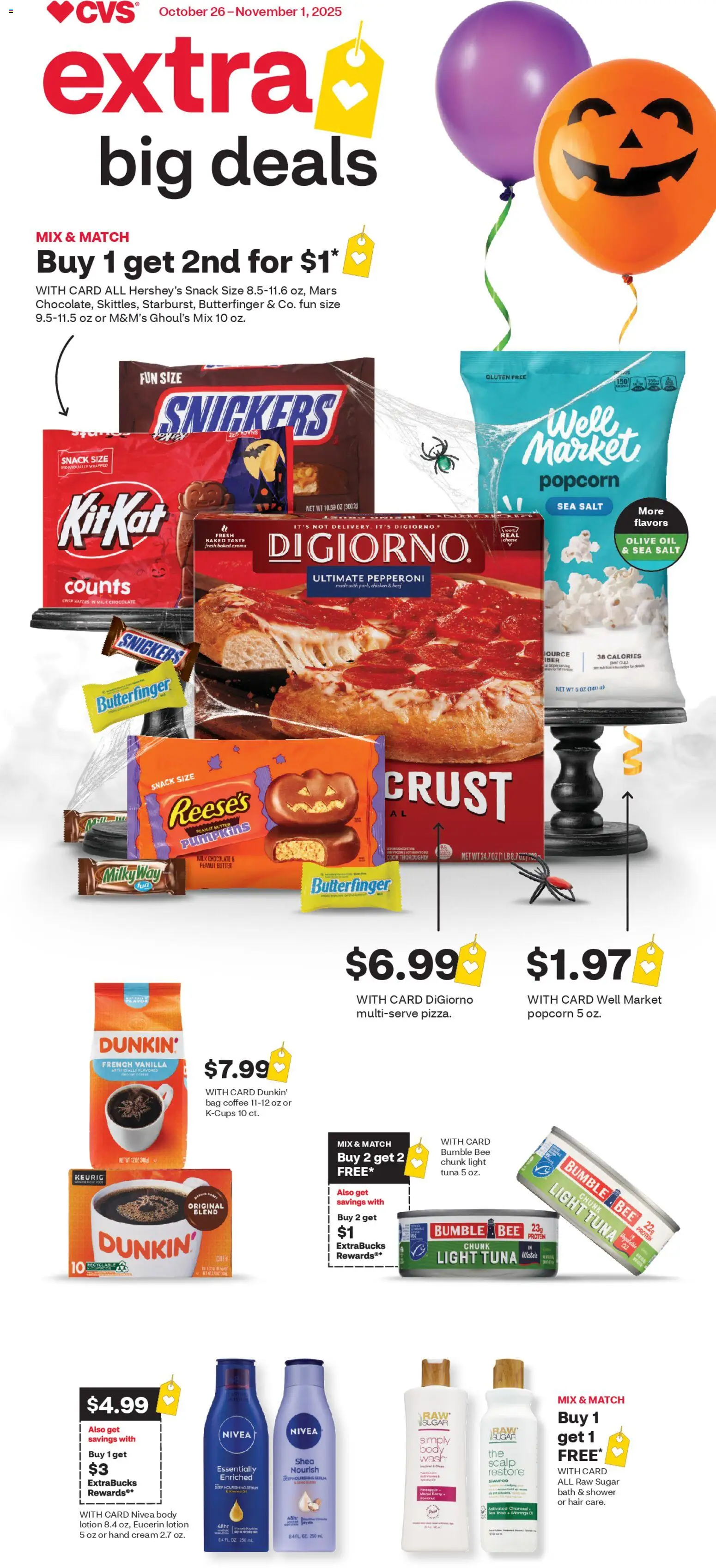 CVS Weekly Ad from 10/26/2025 - Flyer, Circular this week - Page number 1 - Water, Shower, Sugar, Peanut butter, Shampoo, Vanilla, Hand cream, Chicken