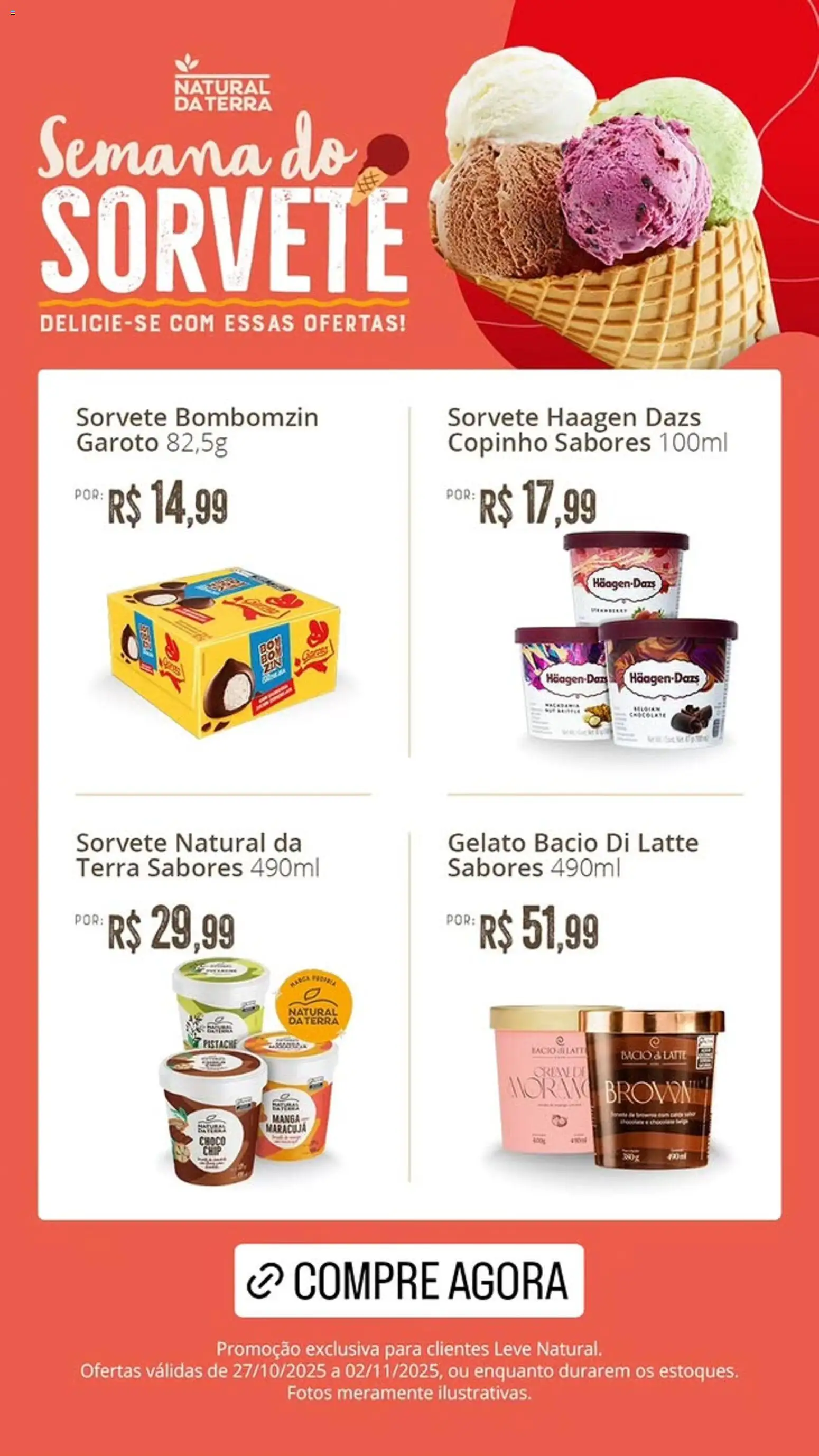 Pré-Visualização do folheto "Ofertas Semana do Sorvete" da loja Natural da Terra válido a partir de 27/10/2025
