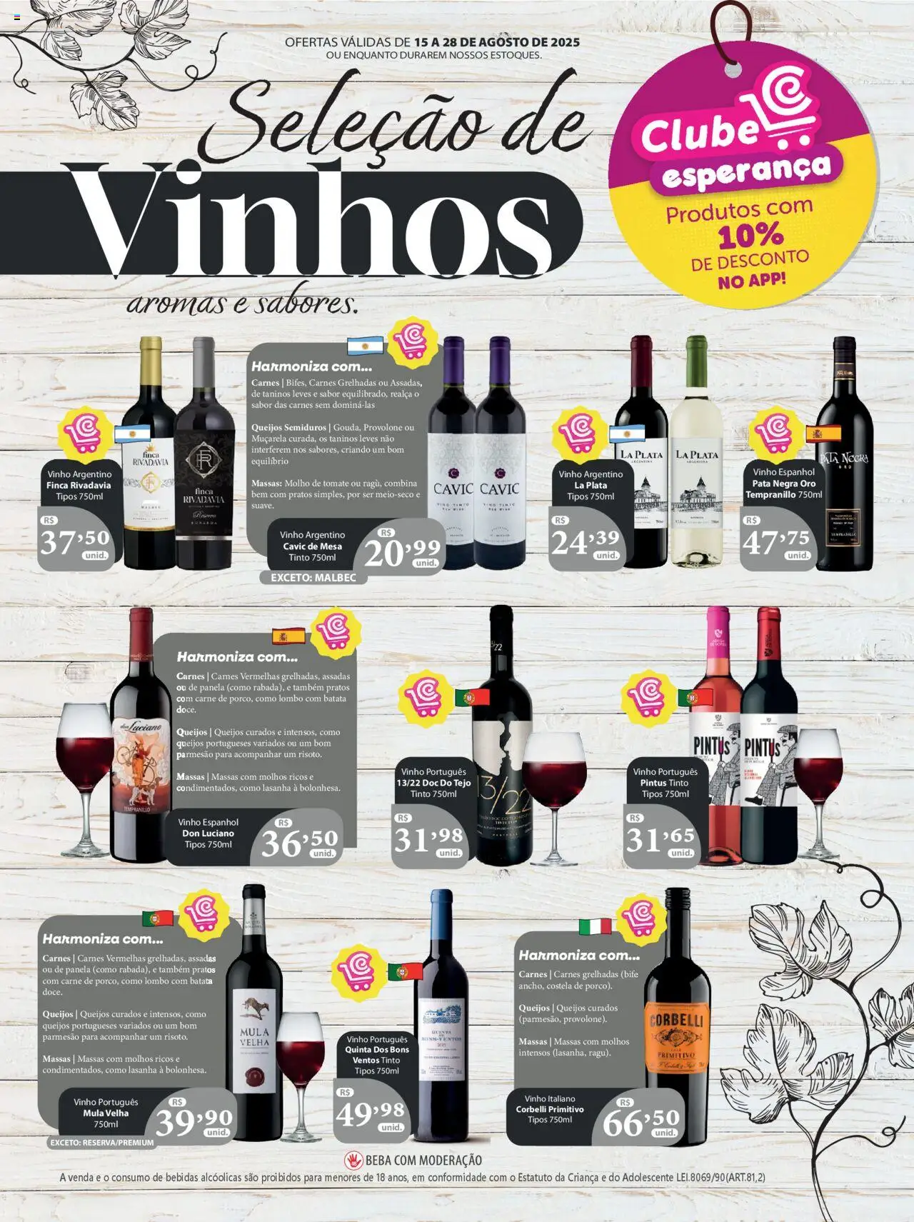 Comercial Esperança folheto "Ofertas Vinhos" válido a partir de 15/08/2025 - número de página 1 - Vinho, Lasanha, Carne, Batata, Panela, Molho de tomate, Provolone, Muçarela