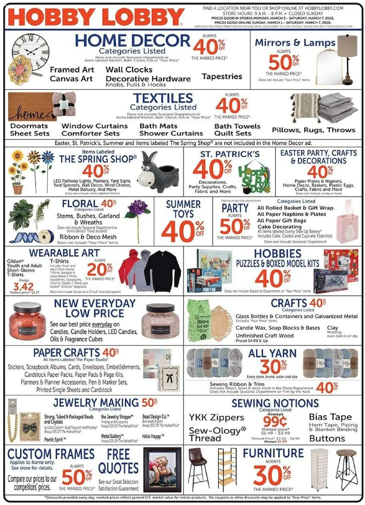 Ad Preview of Hobby Lobby Hobby Lobby Weekly Ad from 03/01/2026