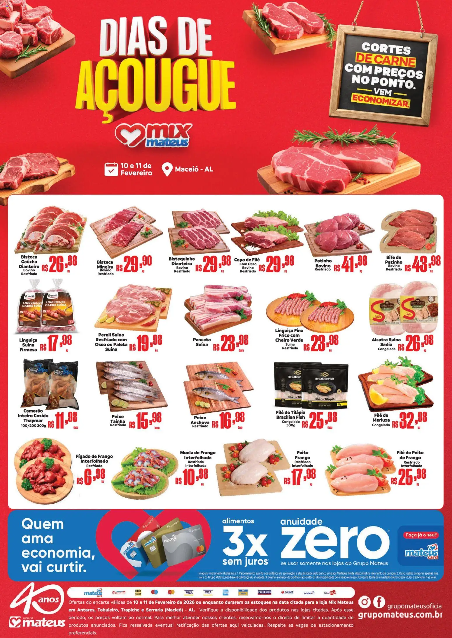 Pré-Visualização do folheto "Ofertas Dias de Açougue" da loja Mateus válido a partir de 10/02/2026
