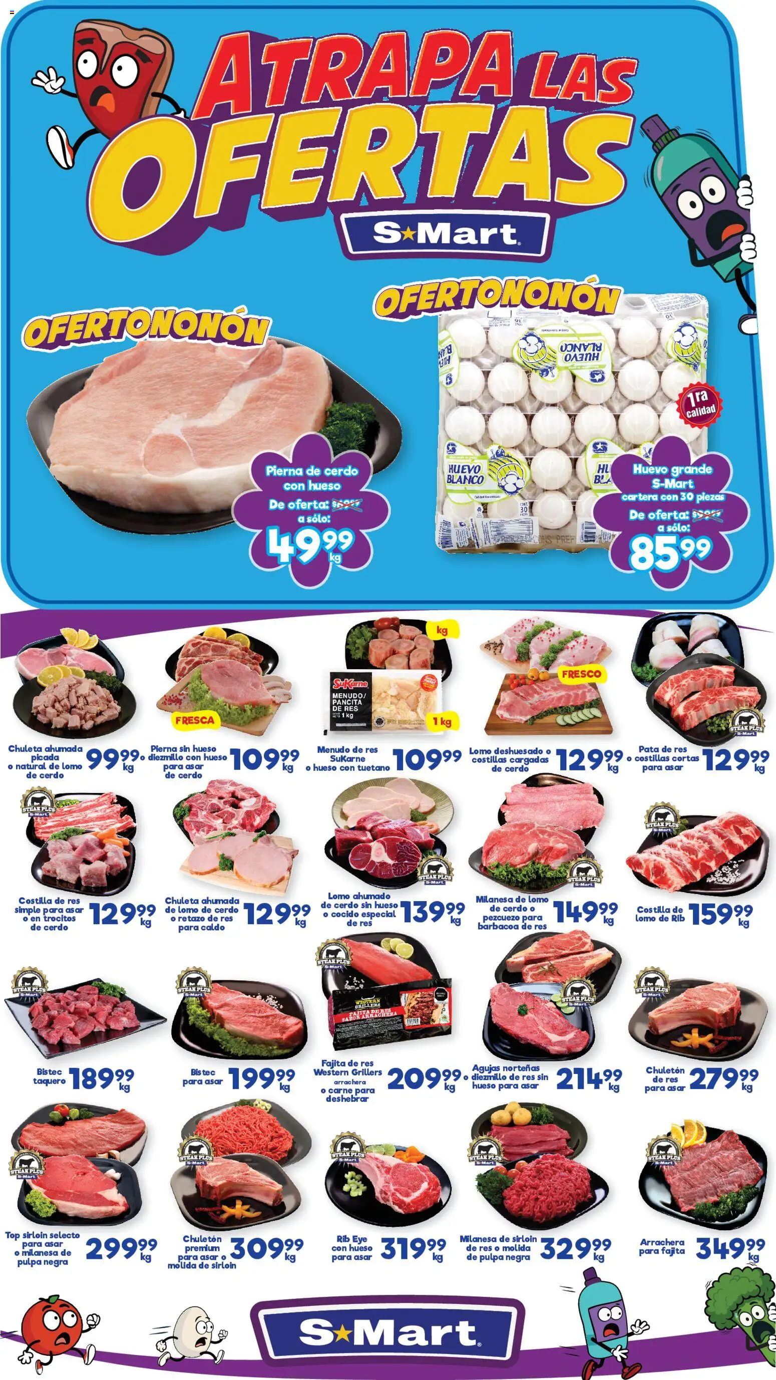 Vista previa las ofertas de la tienda S-Mart - Folleto Ofertas de Feria Chihuahua desde el 23/01/2026 - Huevo, Top, Milanesa, Lomo de cerdo, Chuleta ahumada, Res, Steak, Lomo ahumado