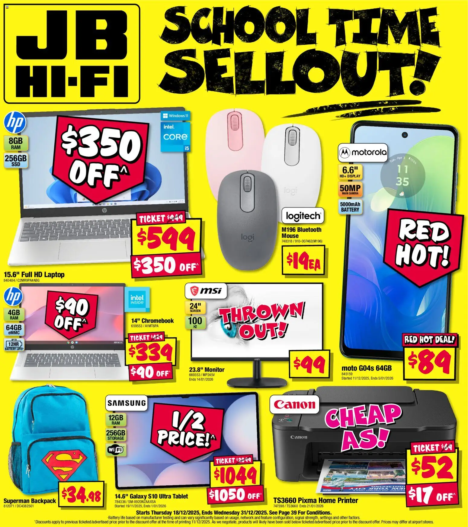 Preview of catalogue School Time Sellout from shop JB Hi-Fi valid 18/12/2025