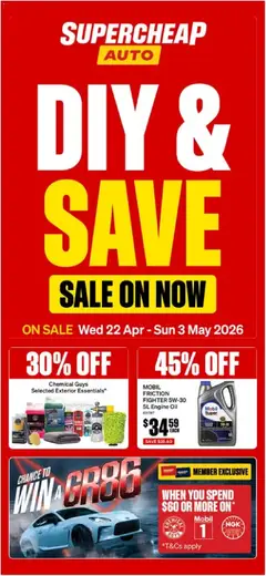 Preview of catalogue Supercheap Auto catalogue from shop Supercheap Auto valid 22/04/2026