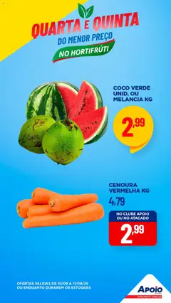 Pré-Visualização do folheto "Ofertas Quarta e Quinta" da loja Apoio Mineiro válido a partir de 10/09/2025