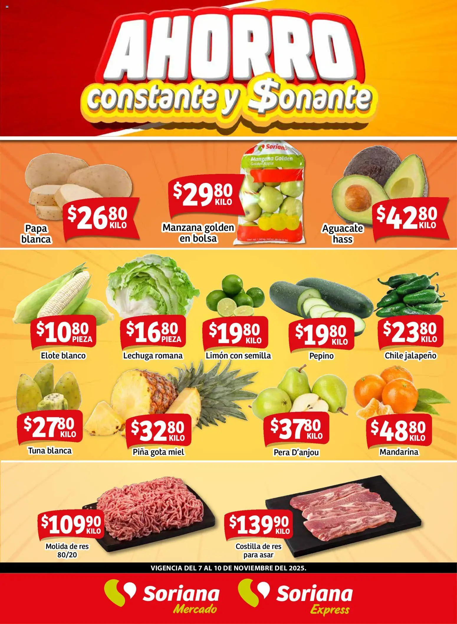 Vista previa las ofertas de la tienda Soriana - Fin de Semana Mercado: Saltillo y Torreón desde el 07/11/2025 