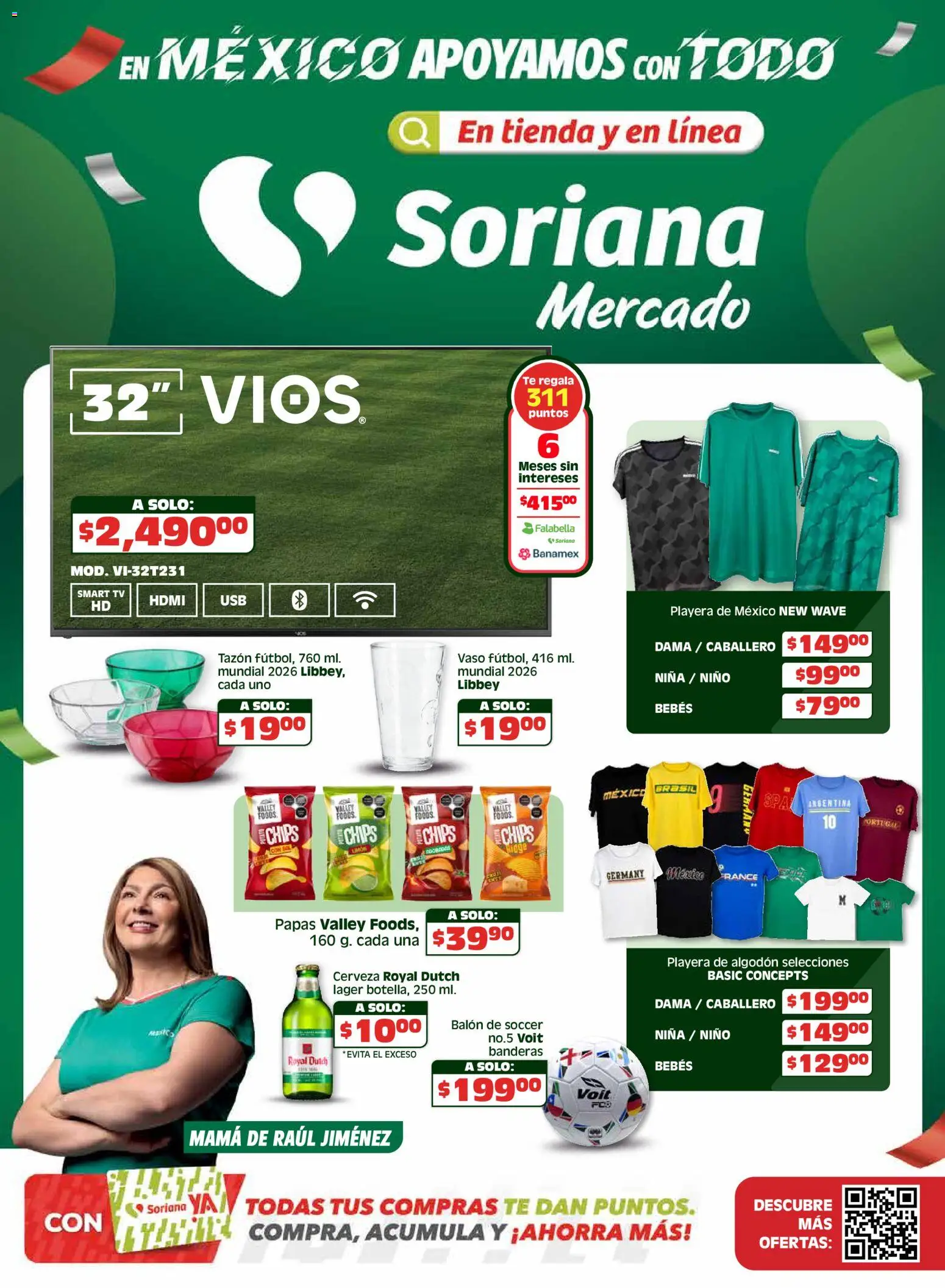 Vista previa las ofertas de la tienda Soriana - Soriana En México apoyamos con todo - Mercado Nacional desde el 15/04/2026 - Papas, Té, Cerveza, Playera, Algodón