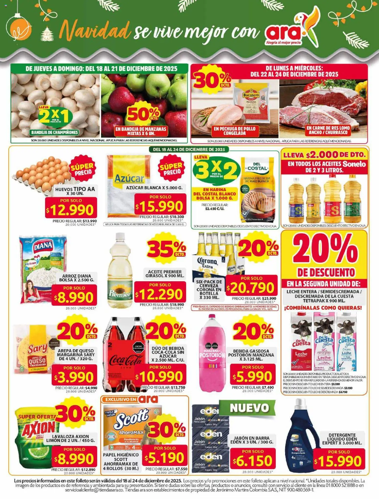  Vista previa del prospecto Ahorra con precios bajos y ofertas en la canasta familiar | ara del almacen Ara válida del 18/12/2025 al 24/12/2025