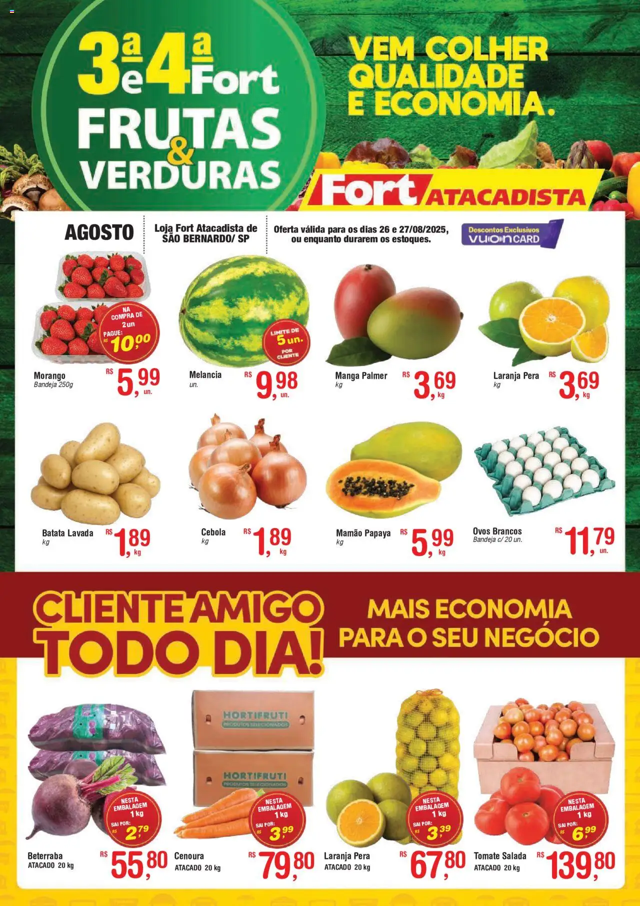Fort Atacadista folheto "Ofertas Frutas, Verduras" válido a partir de 26/08/2025 - número de página 1