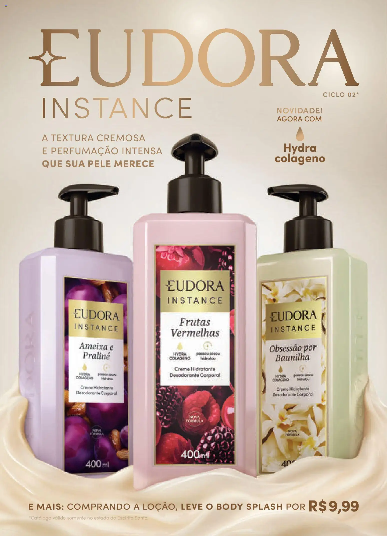 Pré-Visualização do folheto "Catálogo 02/2026" da loja Eudora válido a partir de 08/01/2026 - Frutas, Colágeno, Desodorante, Body, Ameixa, Creme, Baunilha, Creme hidratante