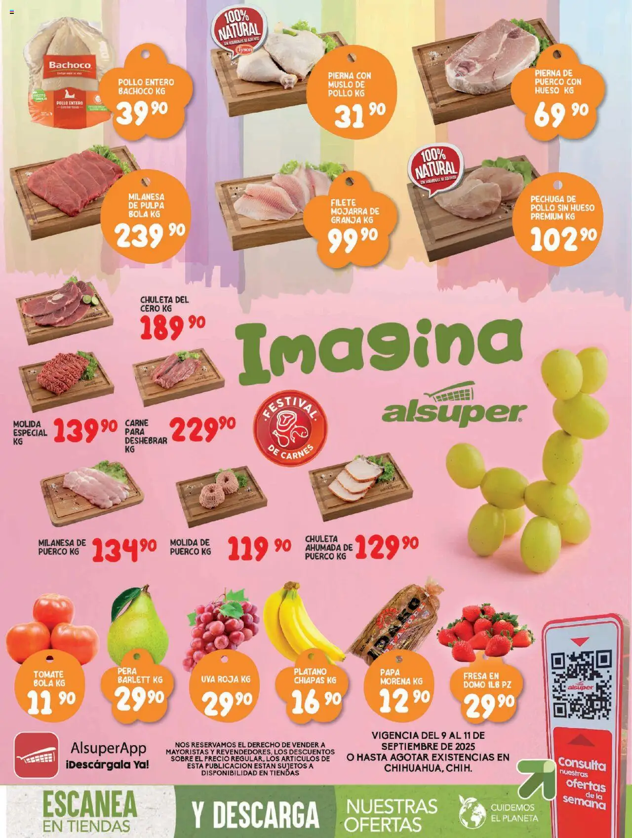 Folleto - Chihuahua Capital Alsuper y sus promociones válidas desde el 09/09/2025 - Número de página 1 - Papa, Fresa, Tomate, Plátano, Uva, Carne, Sobre, Chuleta
