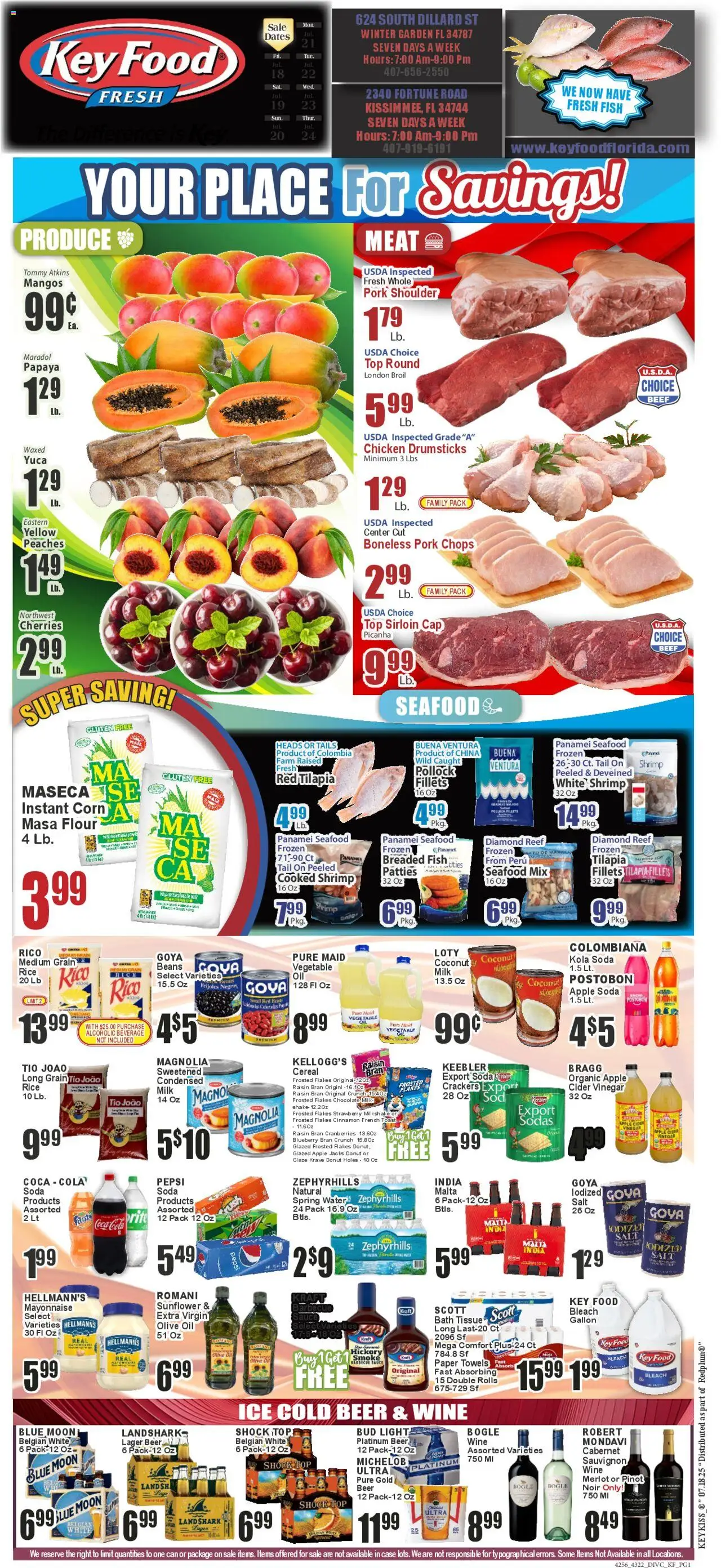 Key Food Weekly Circular (07/18/2025) >> Weekly Ad - Page number 1 - Milk, Oil, Beef, Water, Mayonnaise, Paper towels, Donut, Coconut