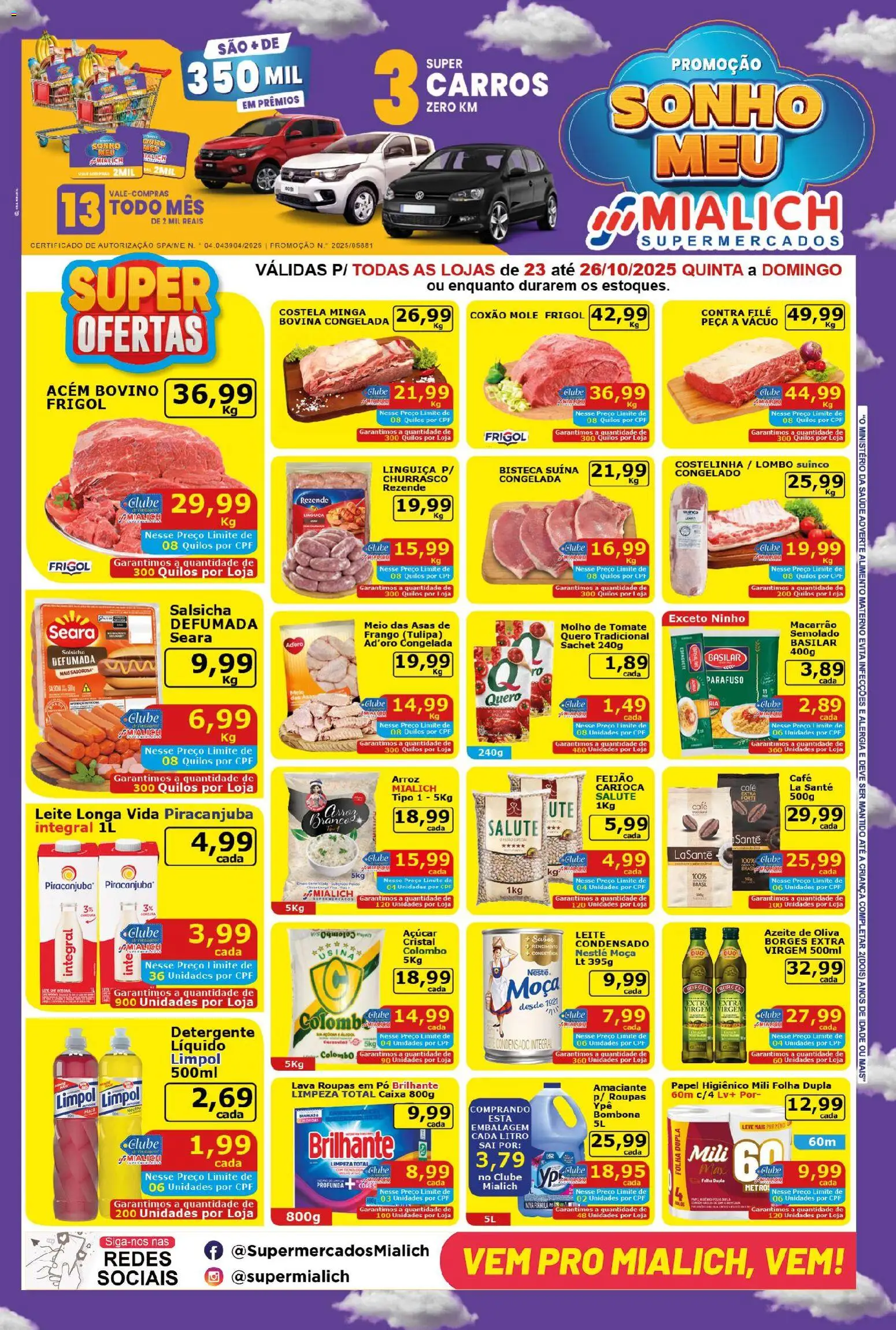 Pré-Visualização do folheto "Ofertas da semana" da loja Mialich Supermercados válido a partir de 24/10/2025