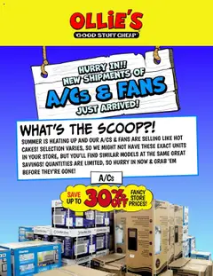 Ad Preview of Ollie's A/C & Fans Flyer from 07/21/2025