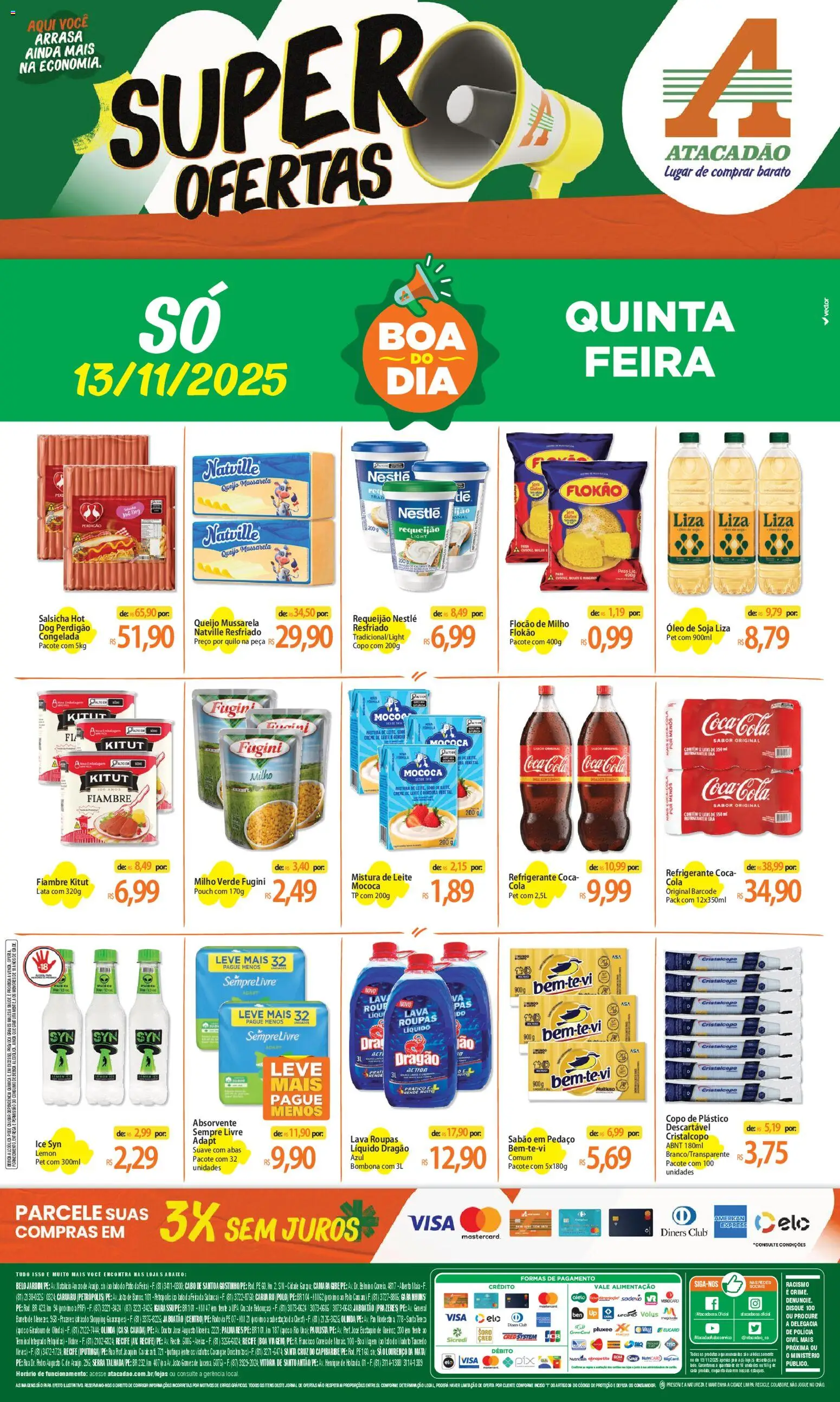 Pré-Visualização do folheto "Ofertas - PE" da loja Atacadão válido a partir de 13/11/2025