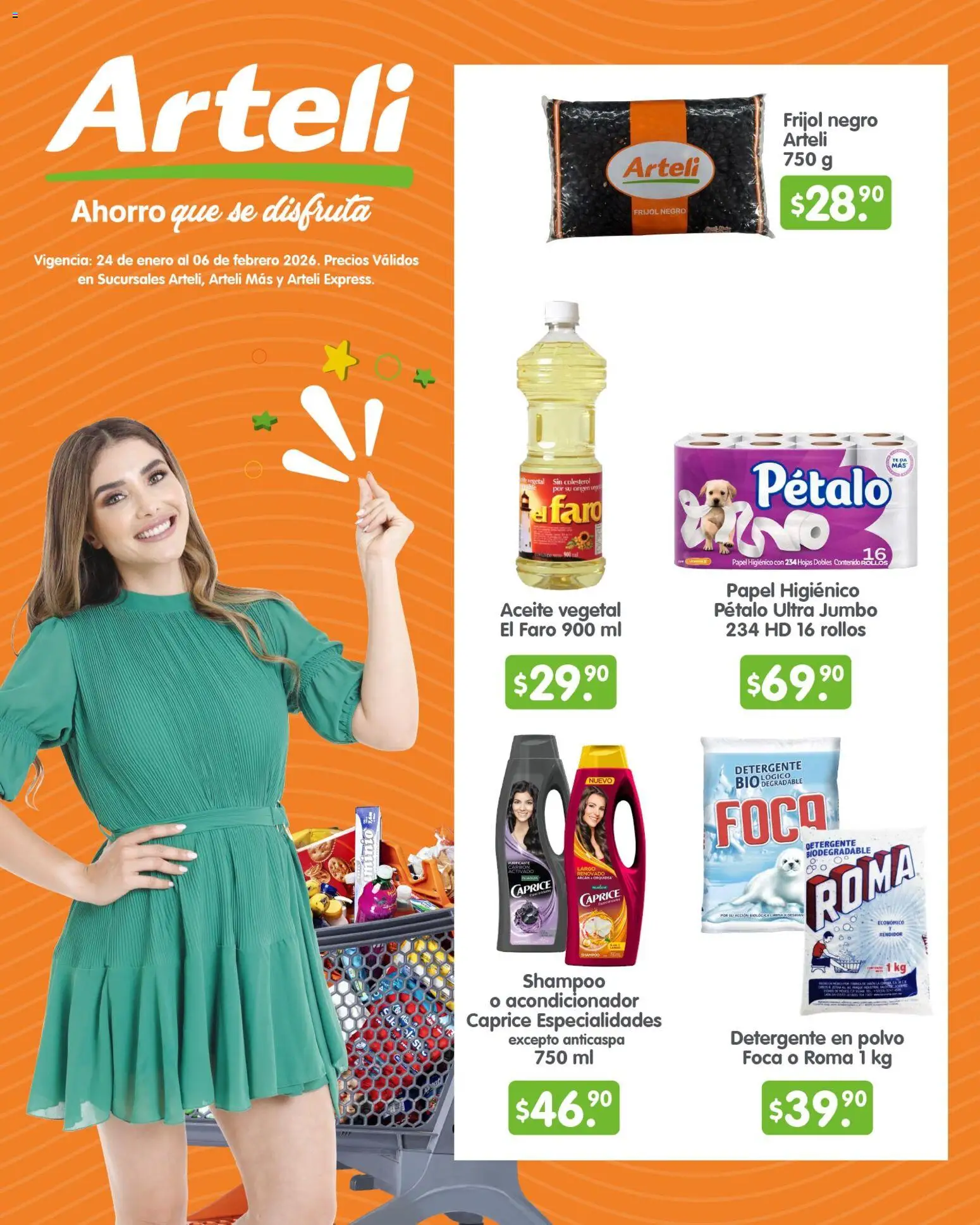 Vista previa las ofertas de la tienda Arteli - Folleto Quincenal desde el 24/01/2026 - Shampoo, Aceite, Foco, Detergente, Aceite vegetal, Polvo, Especialidades, Detergente en polvo