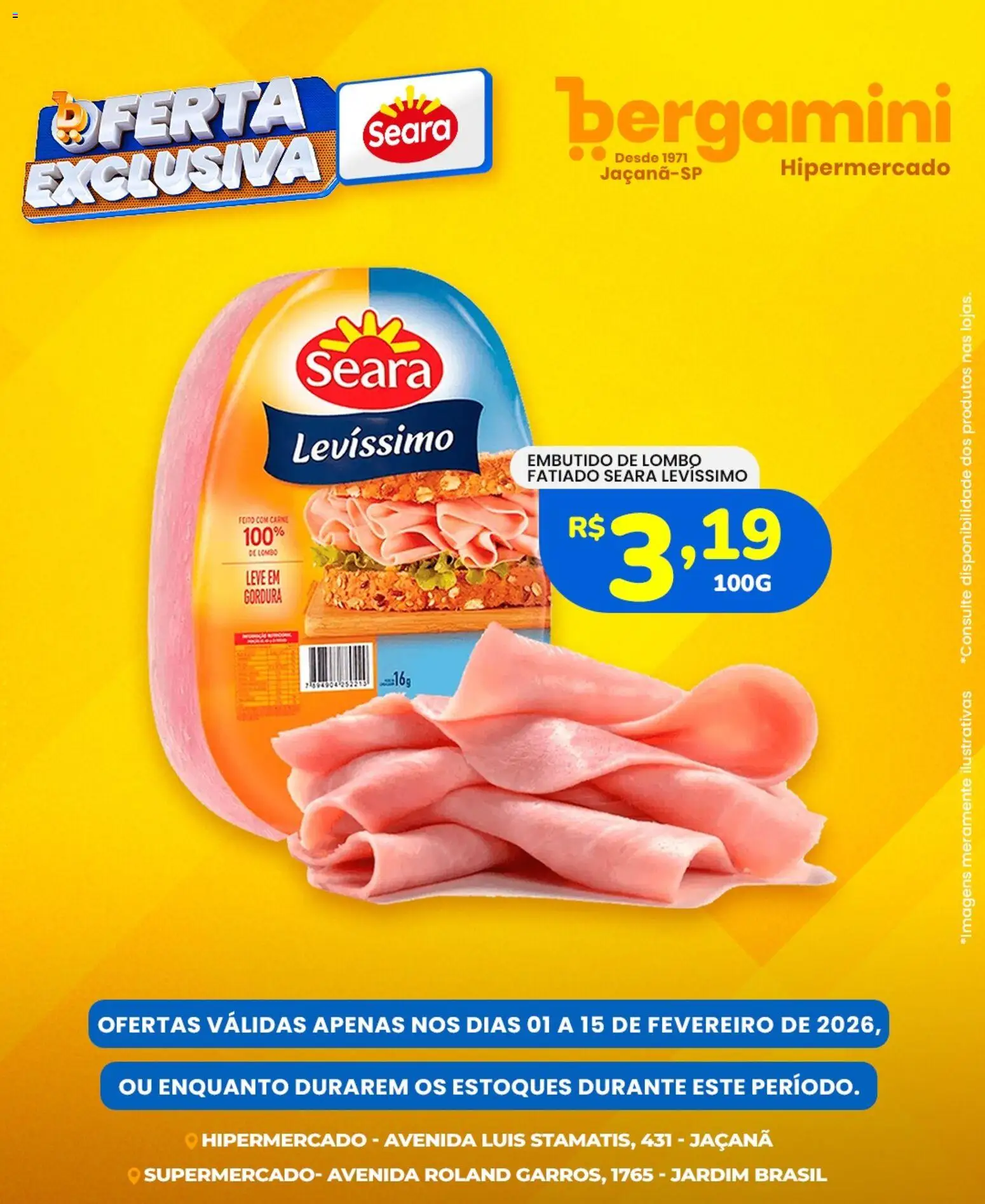 Pré-Visualização do folheto "Ofertas Seara" da loja Supermercado Bergamini válido a partir de 01/02/2026