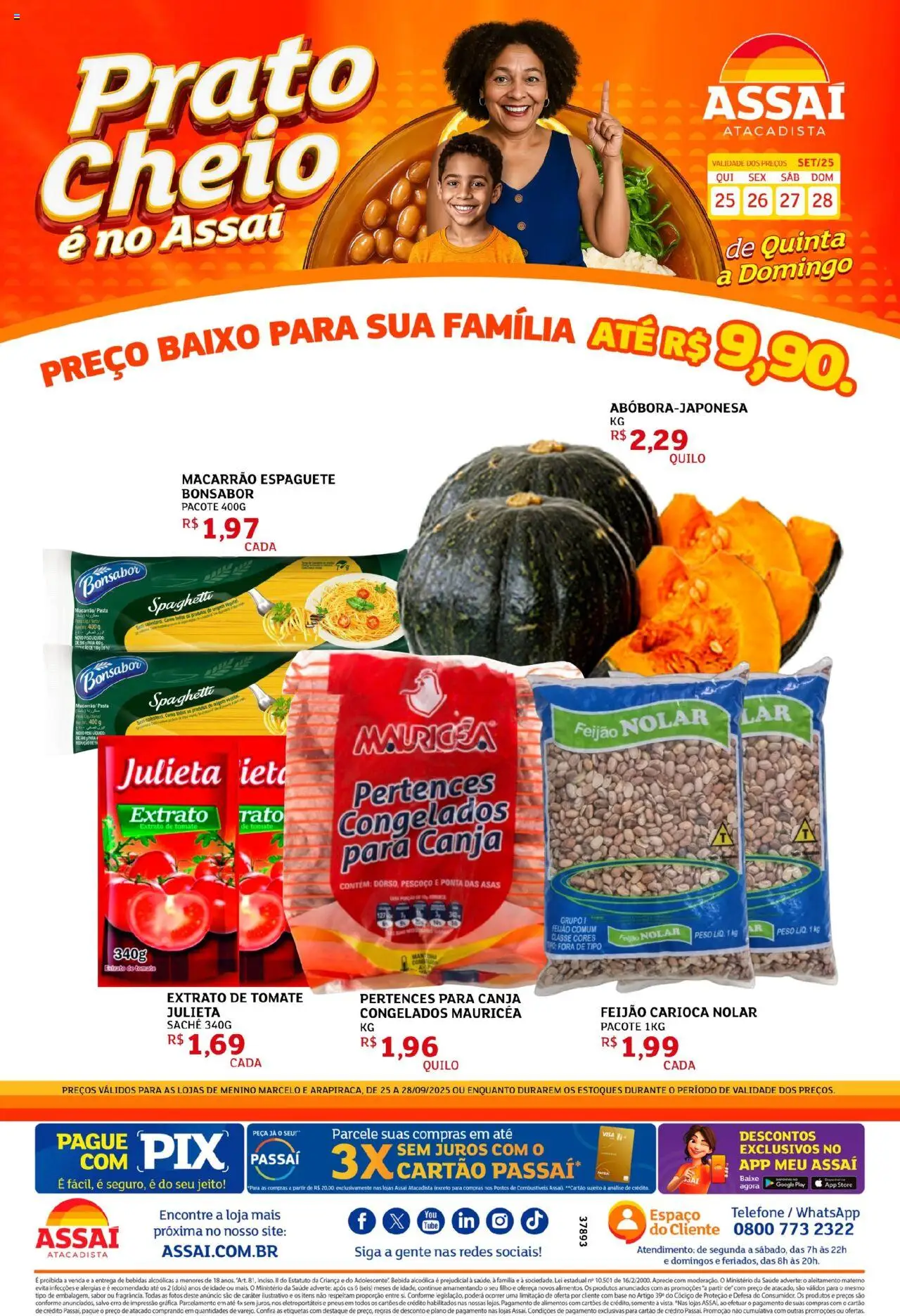 Assaí Atacadista folheto "Encarte - AL" válido a partir de 25/09/2025 - número de página 1 - Telefone, Base, Bebida, Feijão, Tomate, Alimentos, Espaguete, Extrato de tomate
