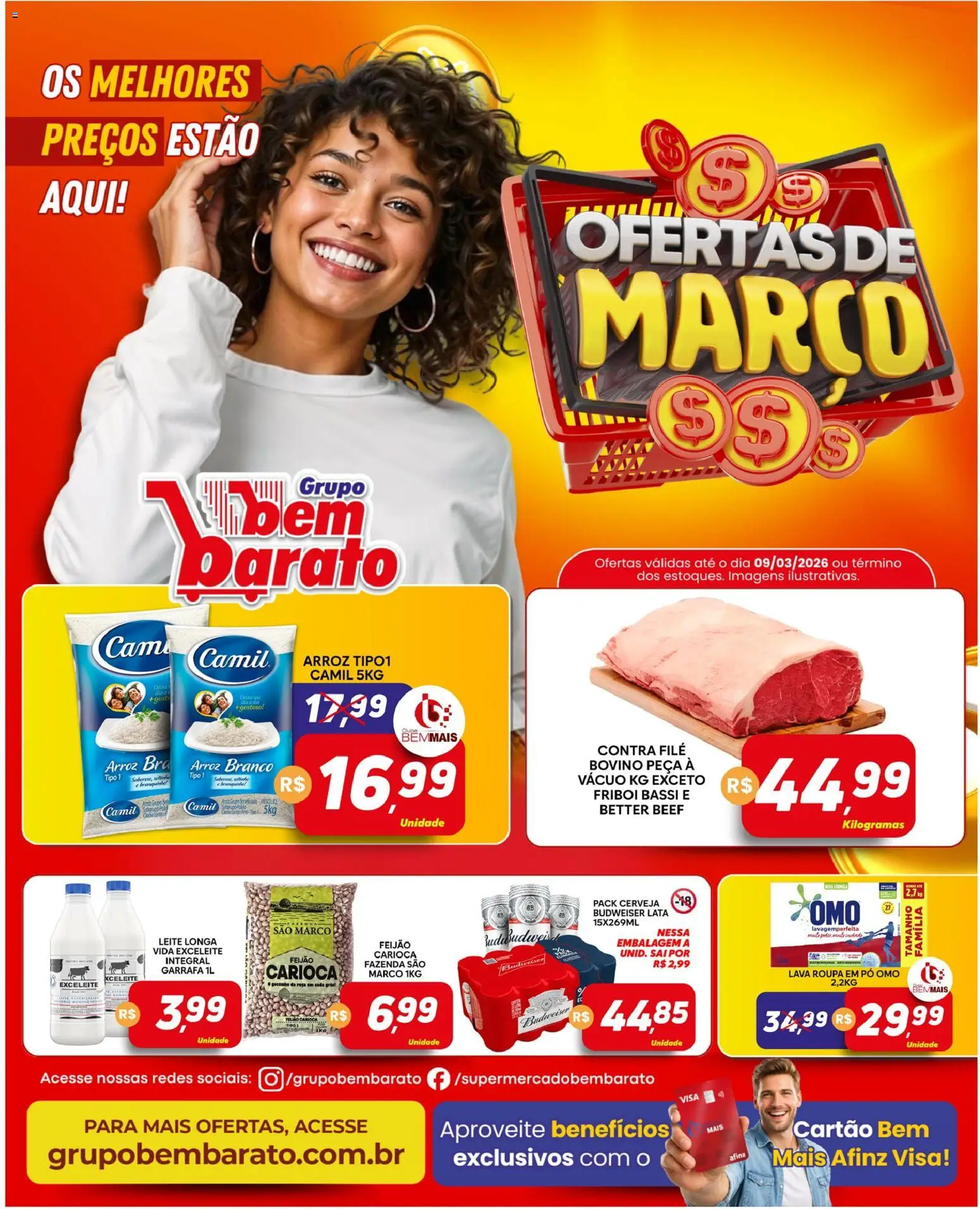 Pré-Visualização do folheto "Supermercado Bem Barato - Ofertas da semana" da loja Supermercado Bem Barato válido a partir de 09/03/2026