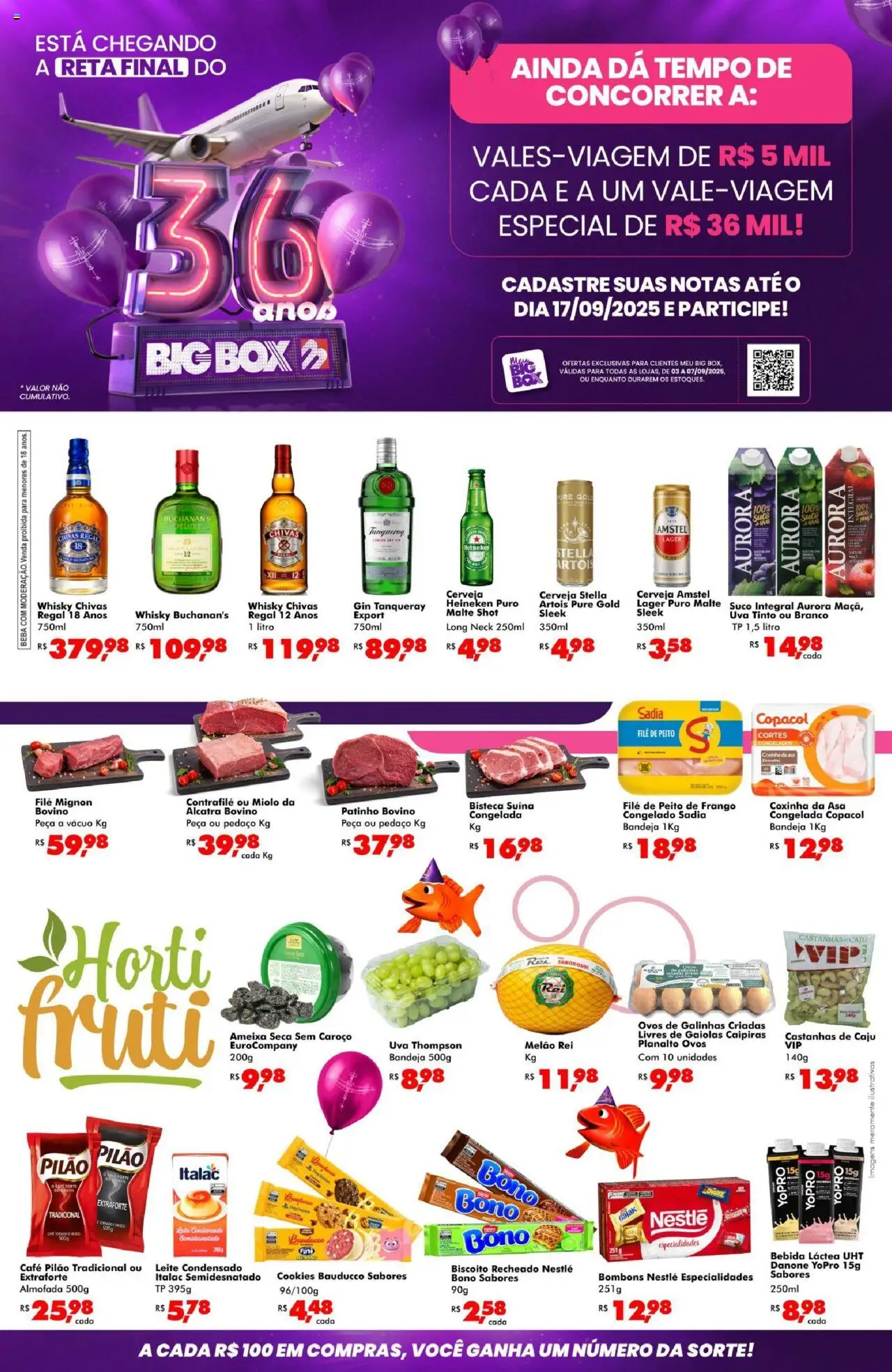 Big Box folheto "Ofertas da semana" válido a partir de 03/09/2025 - número de página 1 - Whisky, Caju, Biscoito, Leite, Suco, Melão, Café pilão, Especialidades