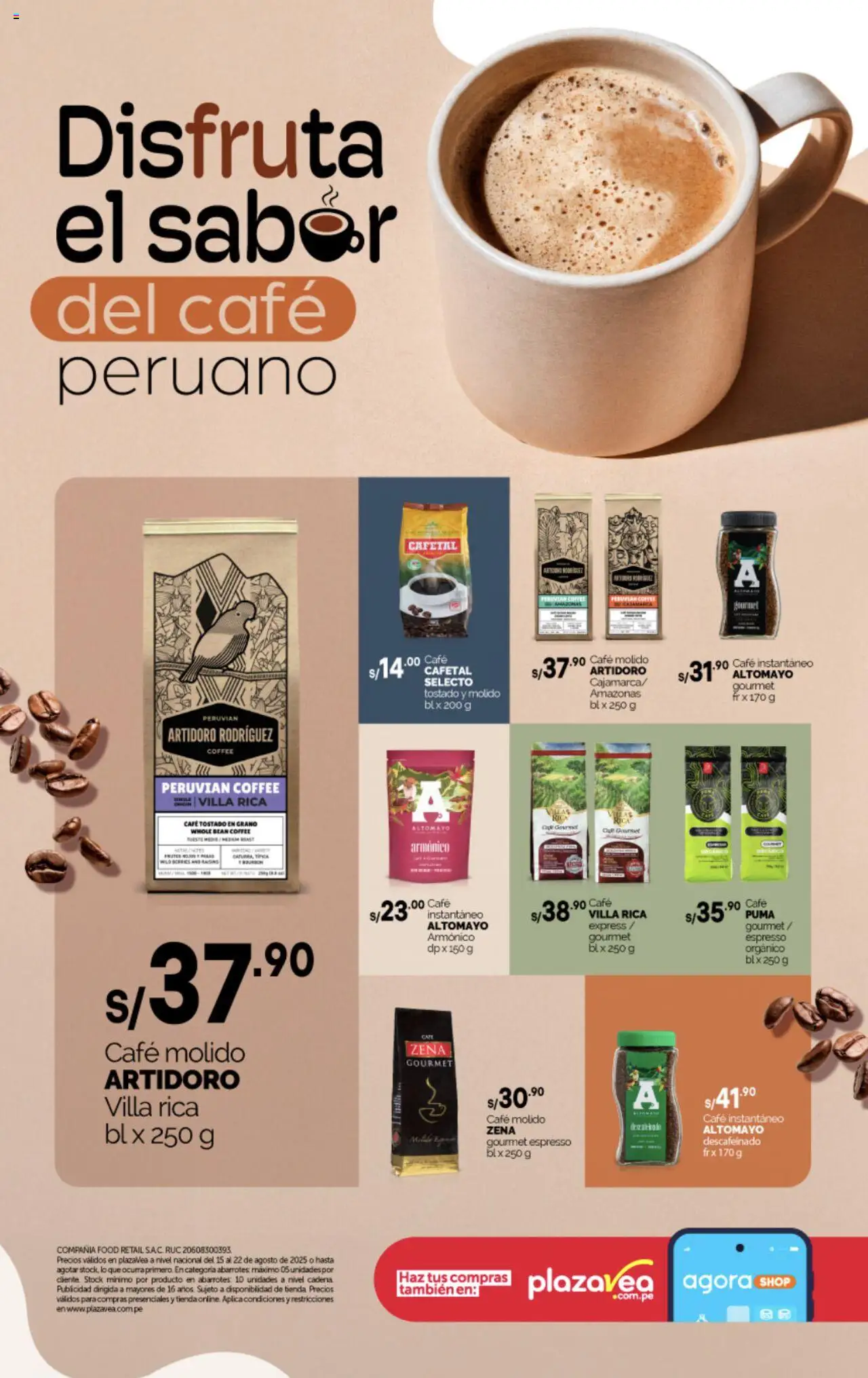 Plaza Vea Aviso Café Peruano (15/08/2025 - 22/08/2025) - ofertas de hoy - número de página 1