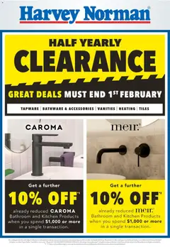 Preview of catalogue Bathroom Clearance from shop Harvey Norman valid 25/12/2025