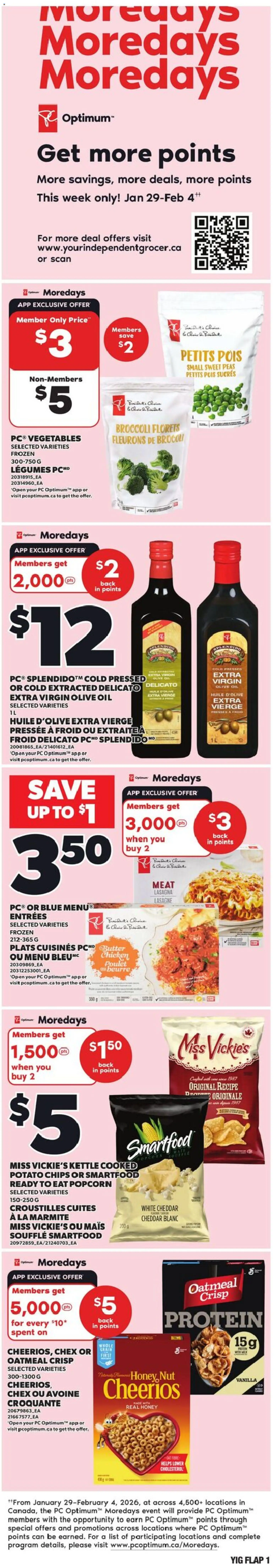 Preview of leaflet Weekly flyer / circulaire from shop Independent Grocer is valid from Jan 29, 2026 - Chicken, Meat, Popcorn, Oil, Protein, Butter, Kettle, Vanilla