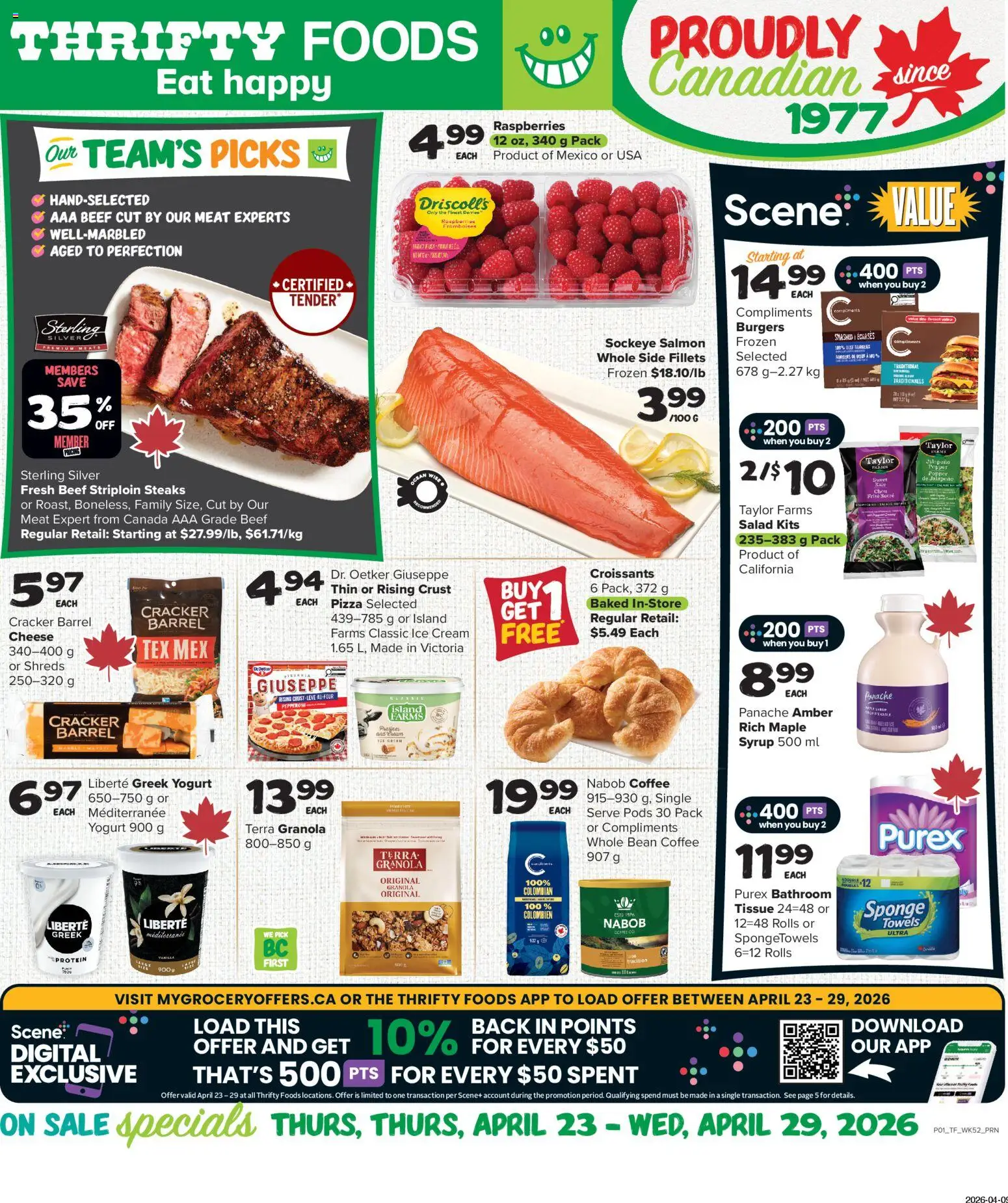 Preview of leaflet Thrifty Foods weekly flyer / circulaire from shop Thrifty Foods is valid from Apr 23, 2026
