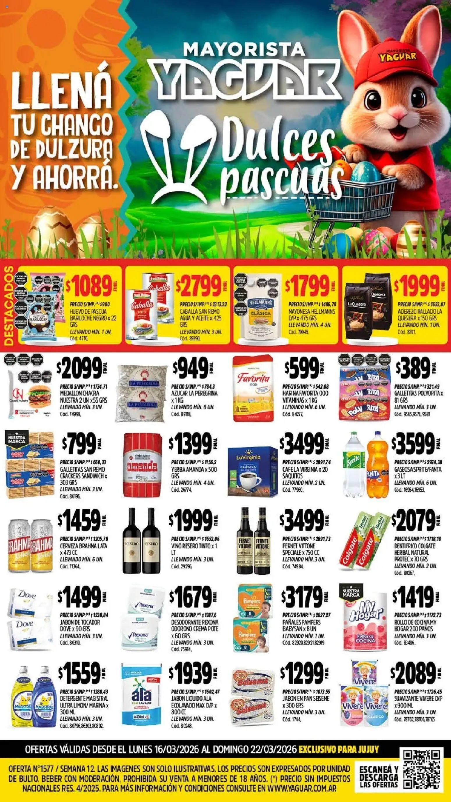 Vista previa del folleto de la tienda Yaguar válido desde el 16/03/2026 - Pan, Yerba, Galletitas, Aceite, Sprite, Jabón, Jabón líquido, Suavizante