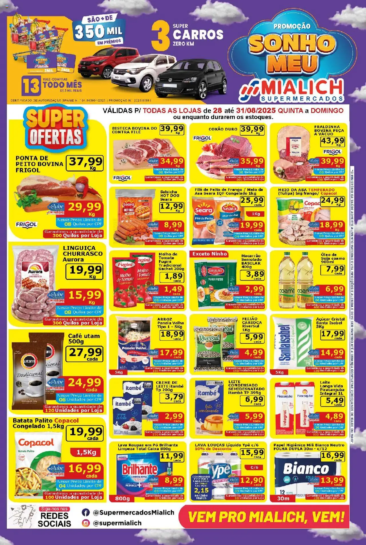 Mialich Supermercados folheto "Ofertas da semana" válido a partir de 28/08/2025 - número de página 1 - Sonho