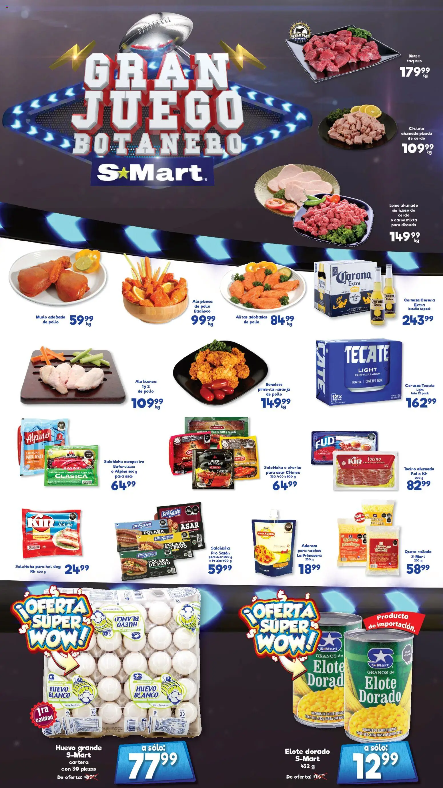 Vista previa las ofertas de la tienda S-Mart - Folleto Ofertas de feria Nuevo Laredo desde el 03/02/2026 - Pollo, Asador, Pavo, Botella, Tocino, Steak, Corona Extra, Lomo ahumado