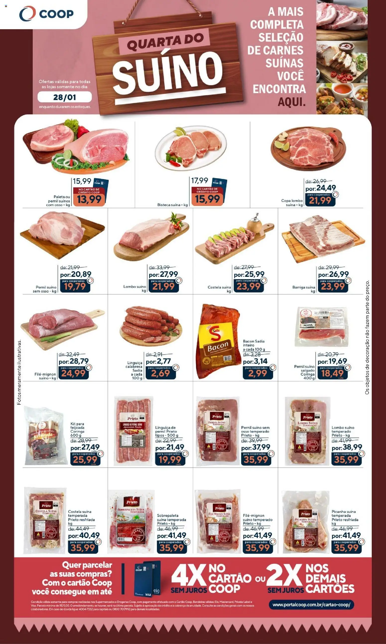 Pré-Visualização do folheto "Ofertas Quarta dos Suínos" da loja Coop válido a partir de 28/01/2026
