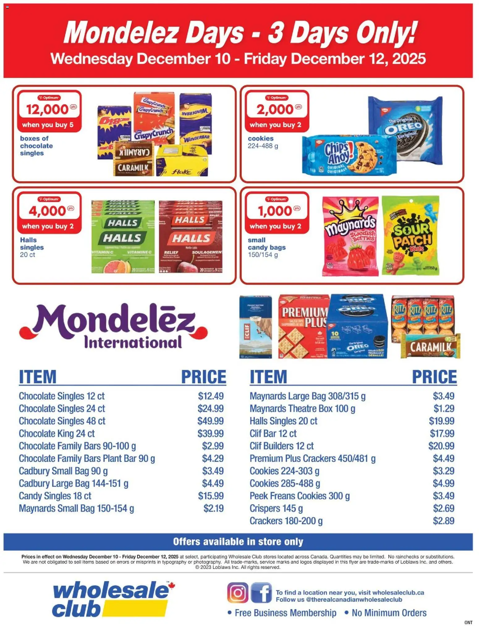Preview of leaflet Mondelez Days from shop Wholesale Club is valid from Dec 10, 2025