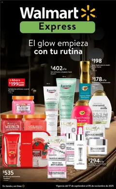 Vista previa las ofertas de la tienda Walmart Express - Folleto - Dale a tu piel el glow desde el 17/09/2025 