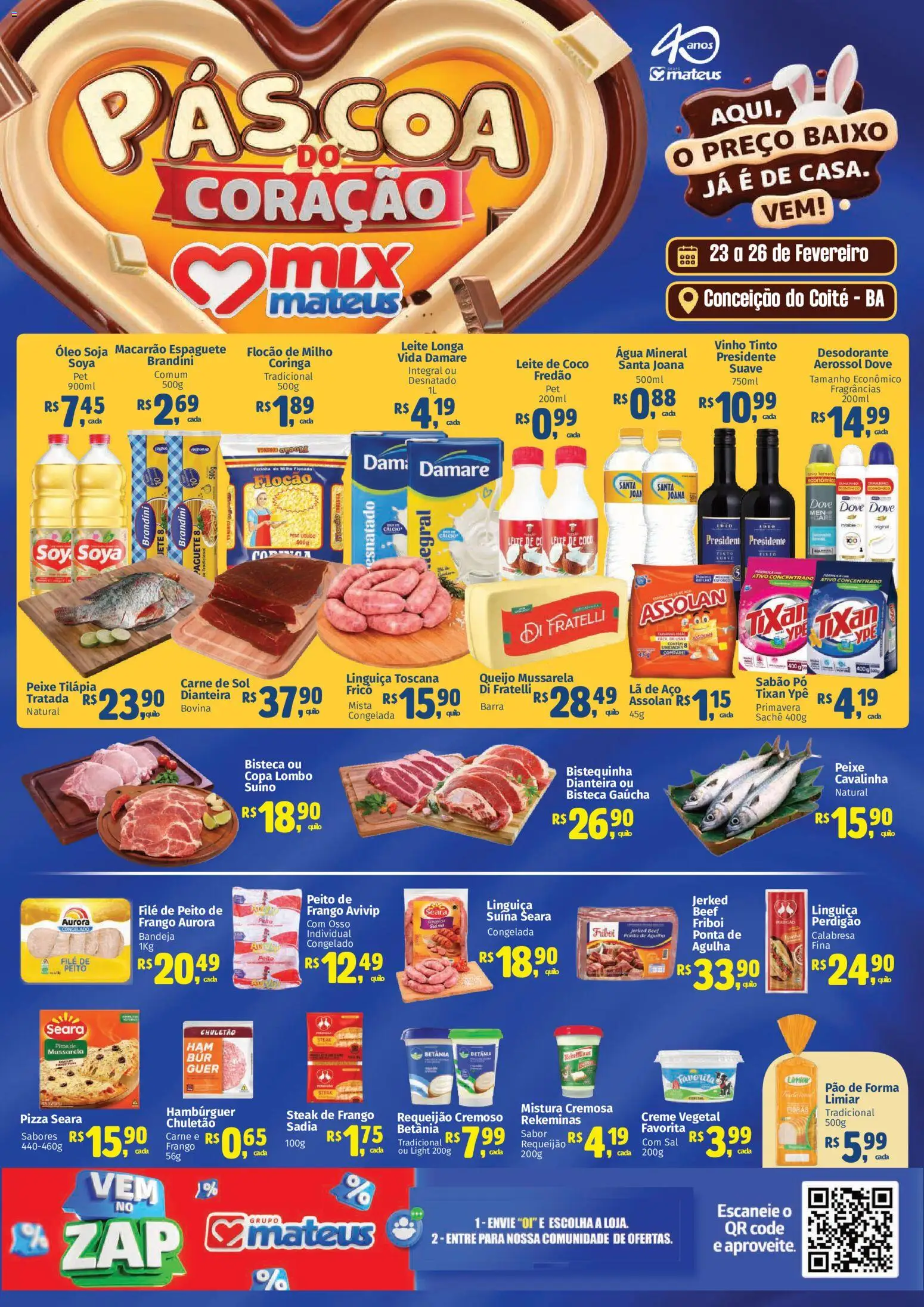Pré-Visualização do folheto "Ofertas Páscoa do Coração" da loja Mateus válido a partir de 23/02/2026