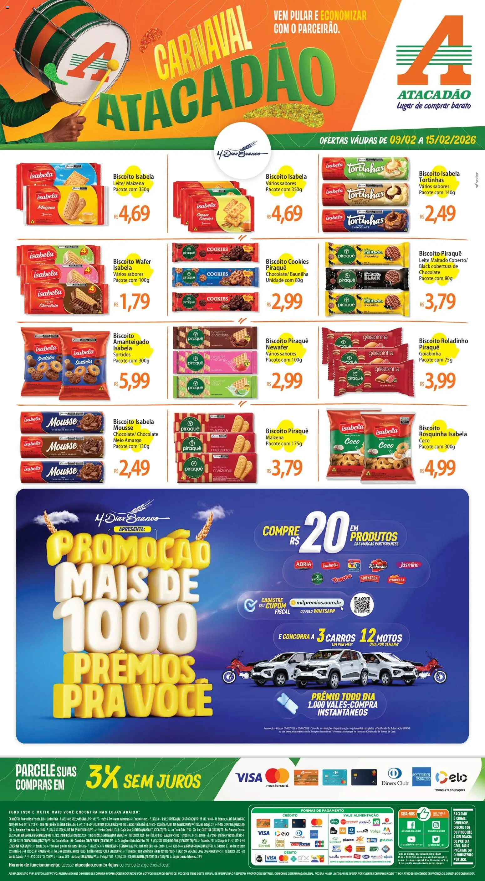 Pré-Visualização do folheto "Ofertas - PR" da loja Atacadão válido a partir de 09/02/2026 - Pá, Coco, Chocolate, Biscoito, Leite, Pó, Rosquinha, Cream cracker